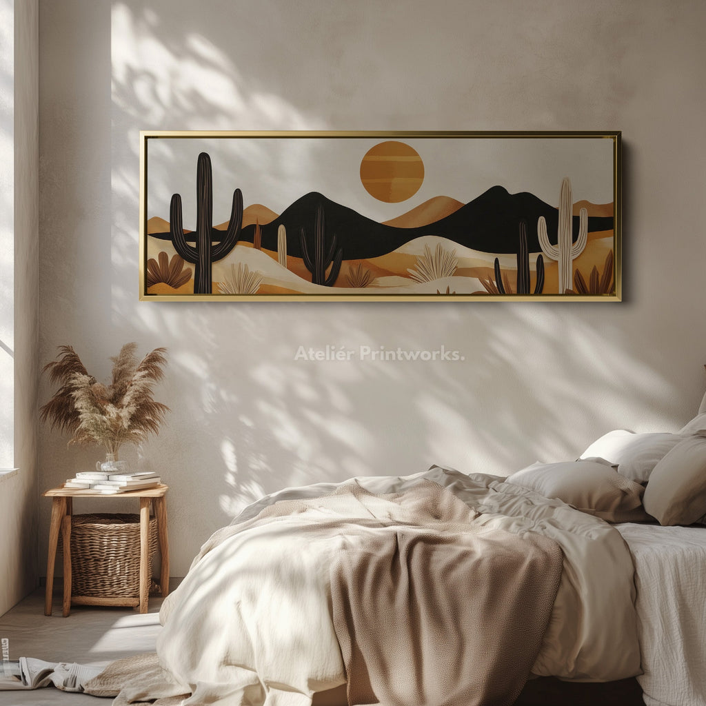 Cacti Mountains Wall Decor Panoramic Narrow Canvas