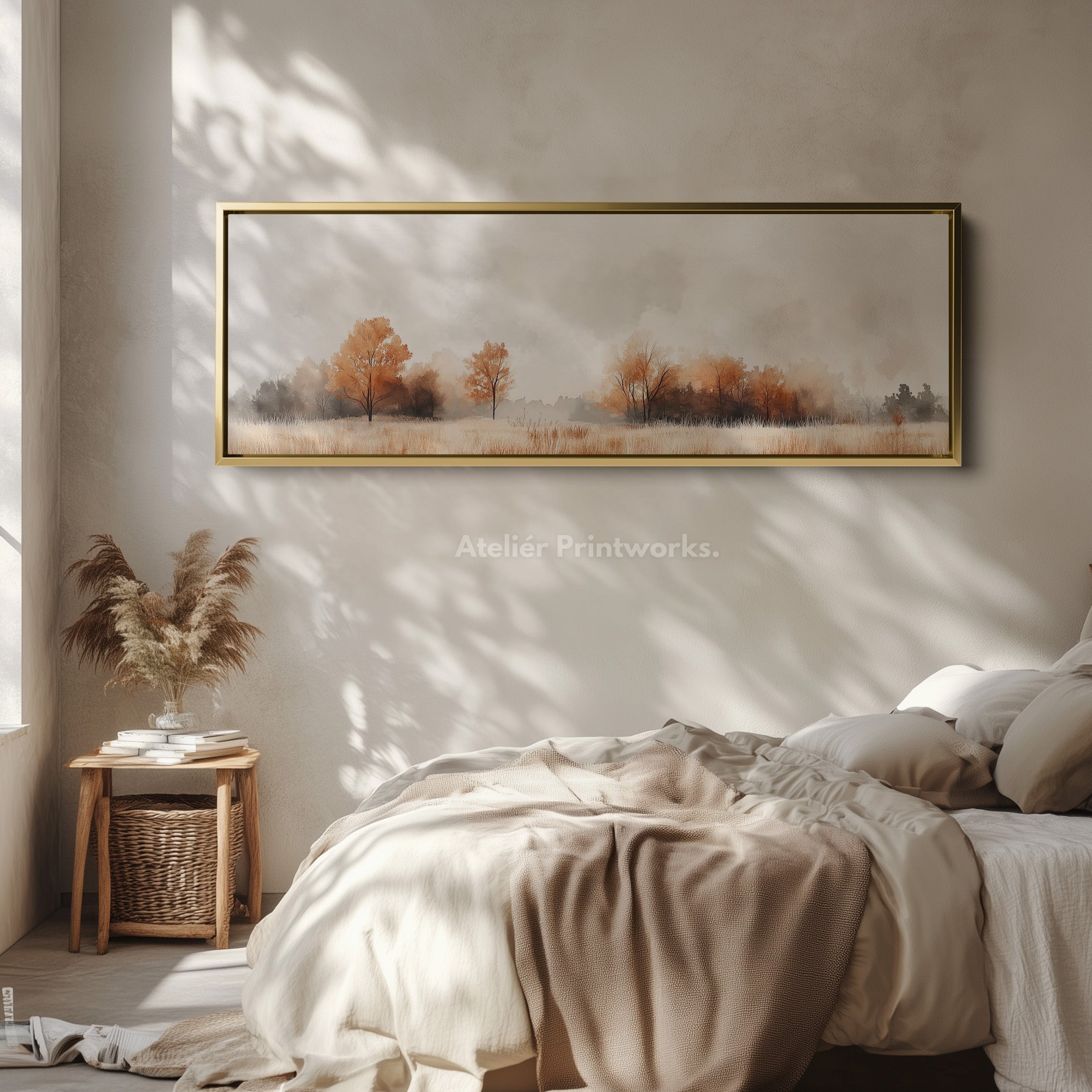 Muted Autumnal Forest Long Horizontal Skinny Wall Art