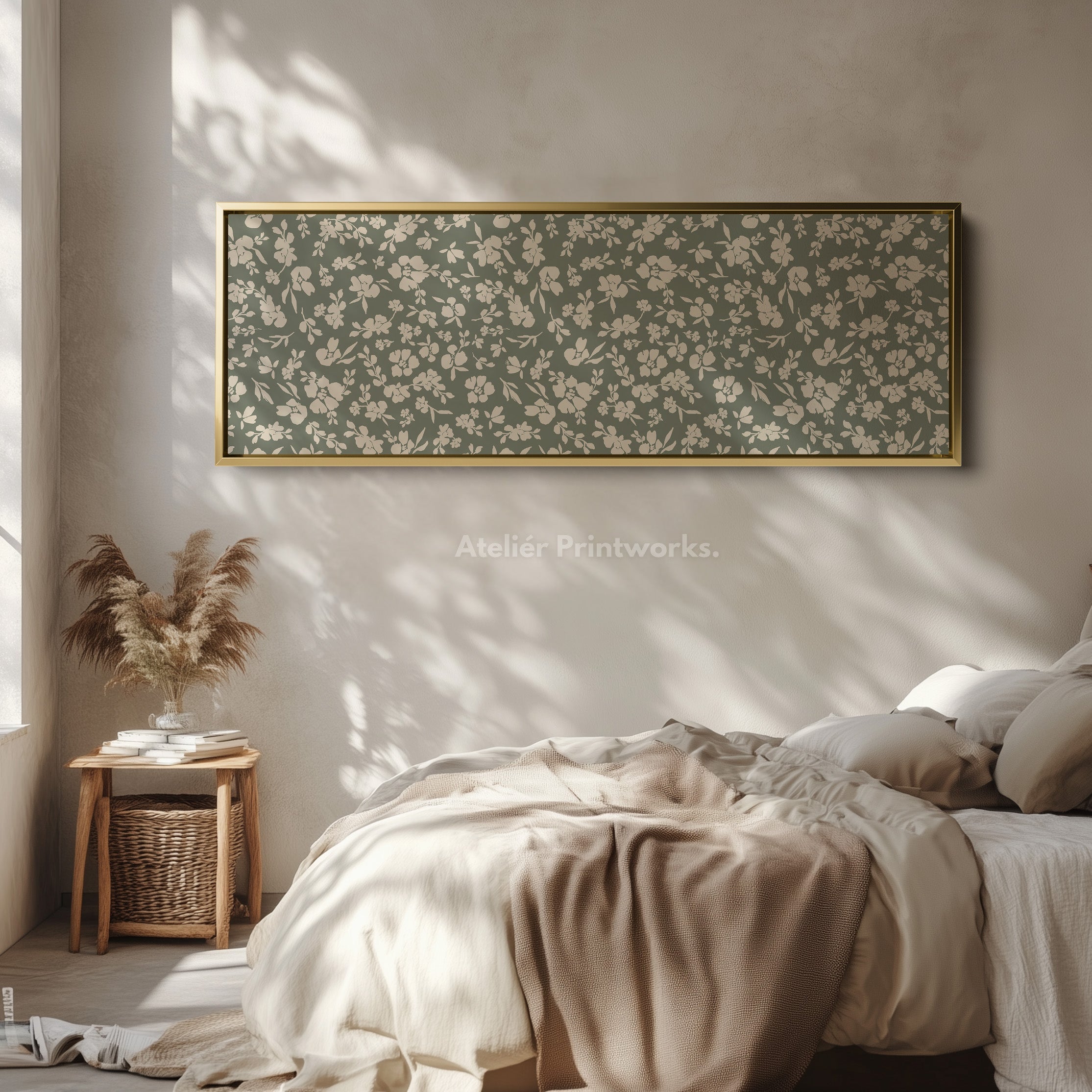 Vintage Cottagecore Above Bed Wall Art Sage Green