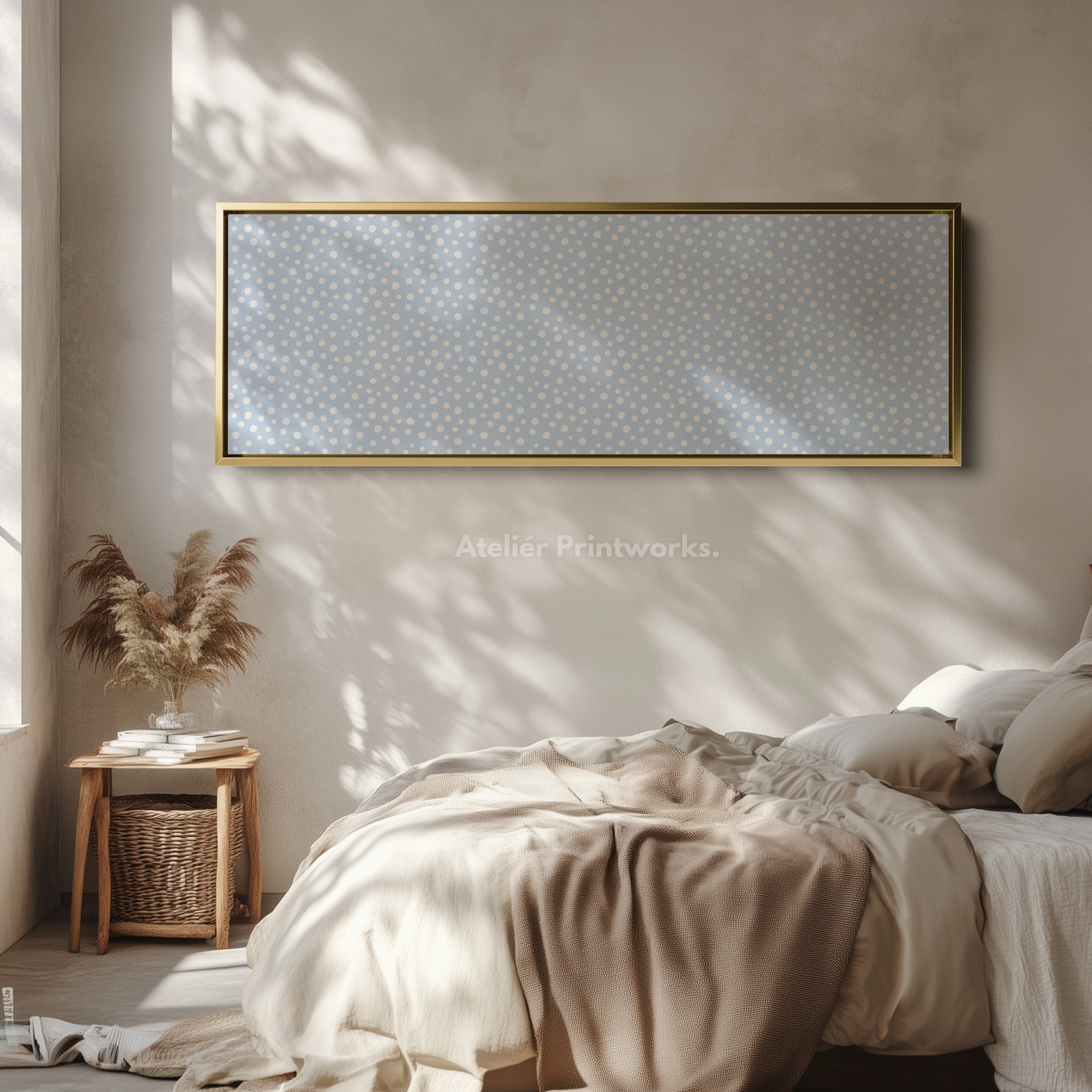 Blue Polka Dot Slim Horizontal Wall Art