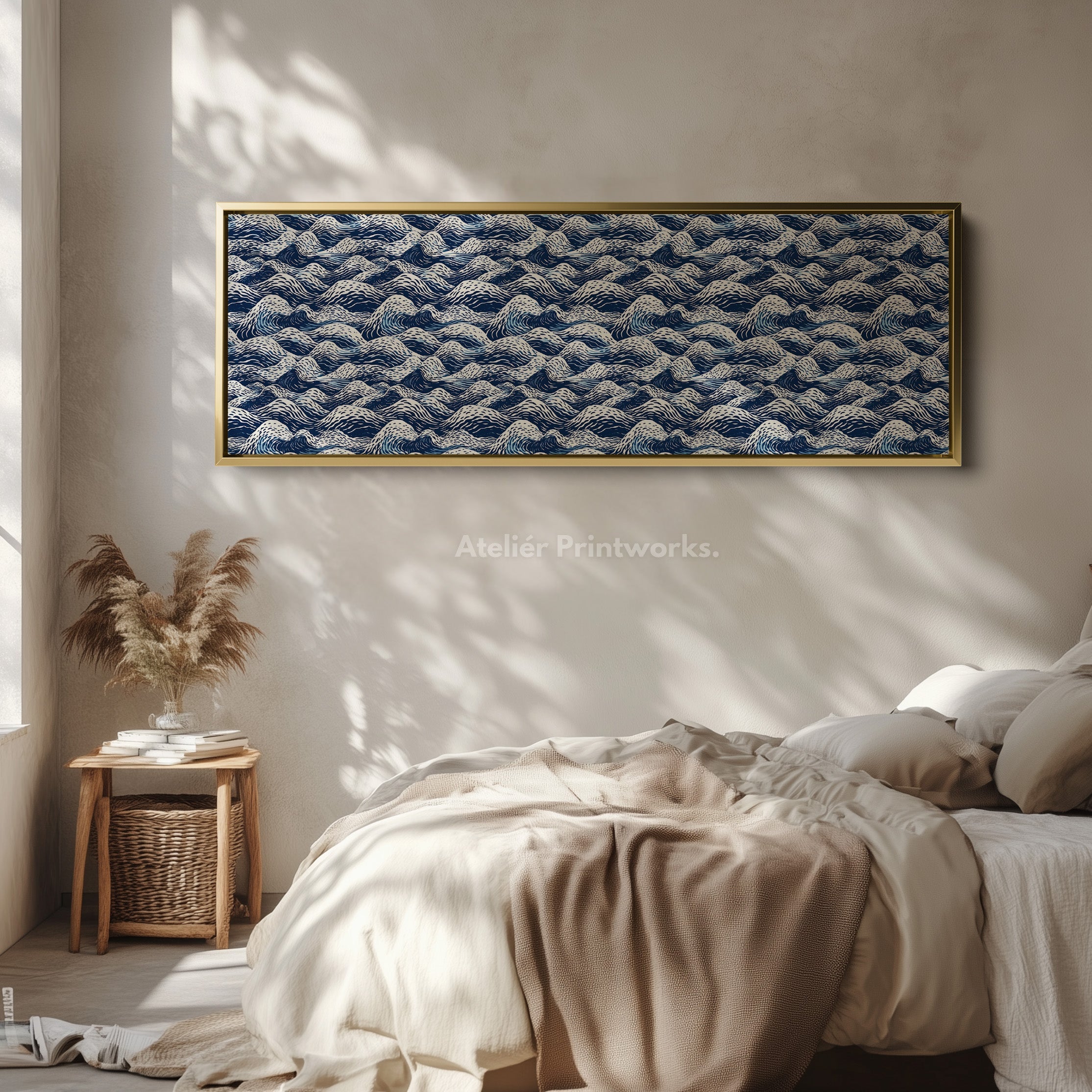 Japandi Style Wave Long Narrow Horizontal Wall Decor