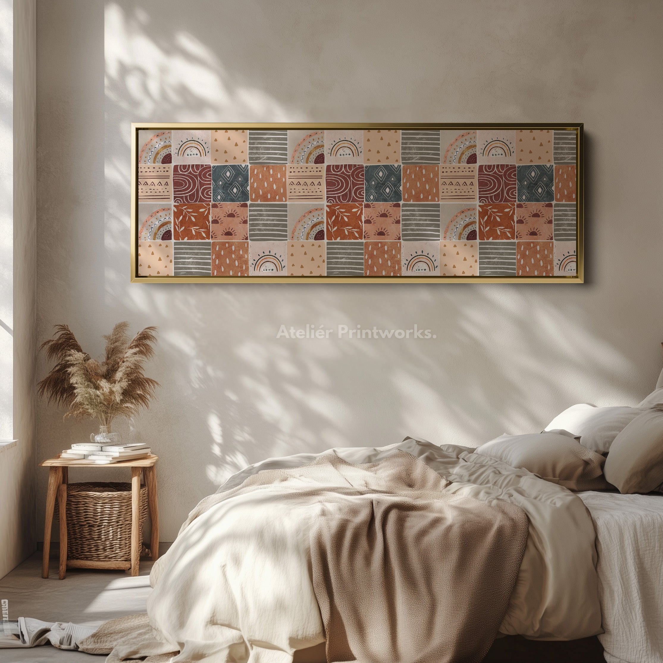 Horizontal Wall Art Muted Boho Pattern