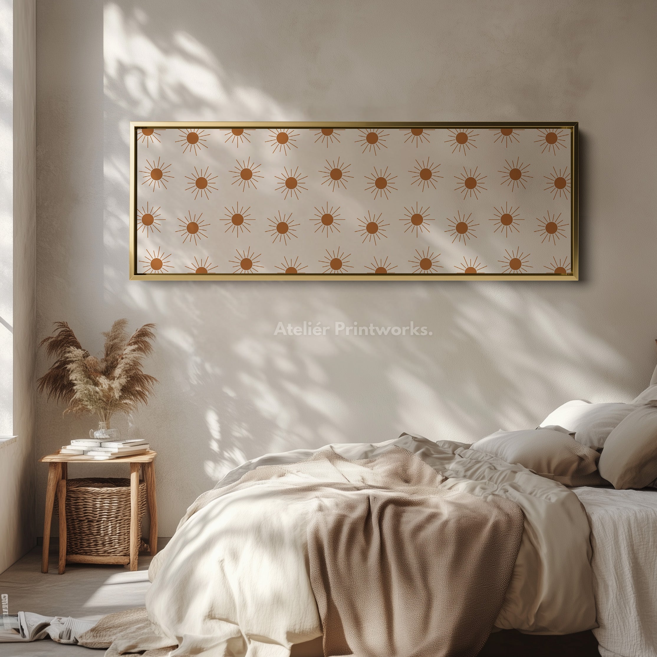 Boho Minimalist Sun Panoramic Slim Wall Art