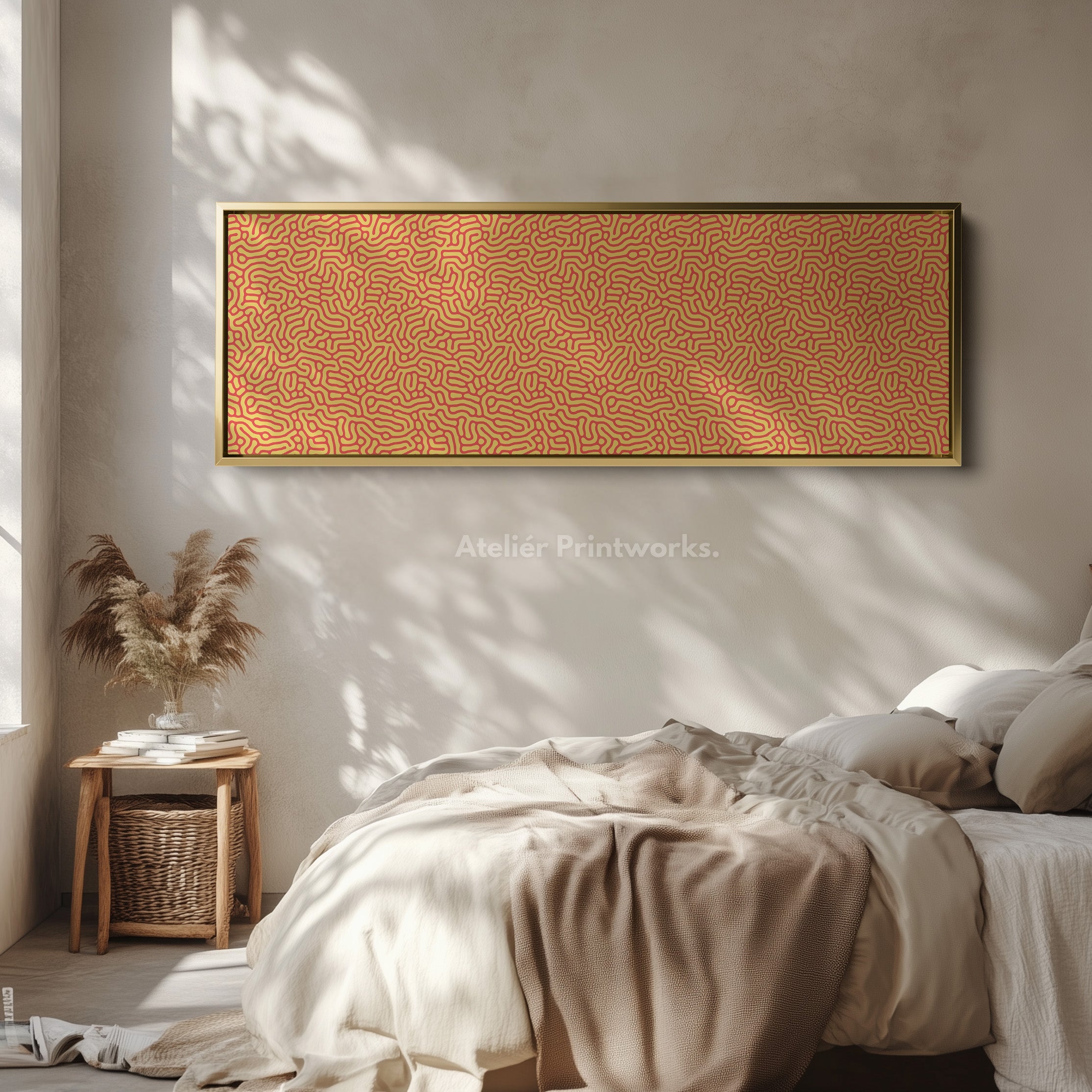 Yellow & Red Geometric Organic Pattern Horizontal Wall Art