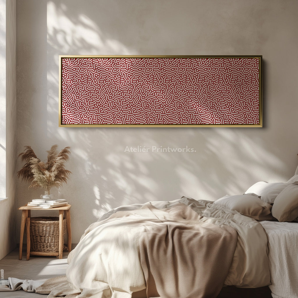 Red & White Coral Pattern Panoramic Wall Decor