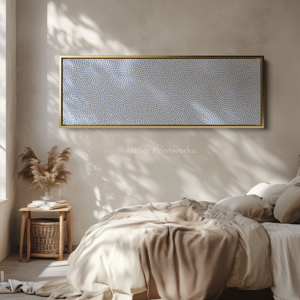 Blue & White Coral Pattern Panoramic Wall Decor