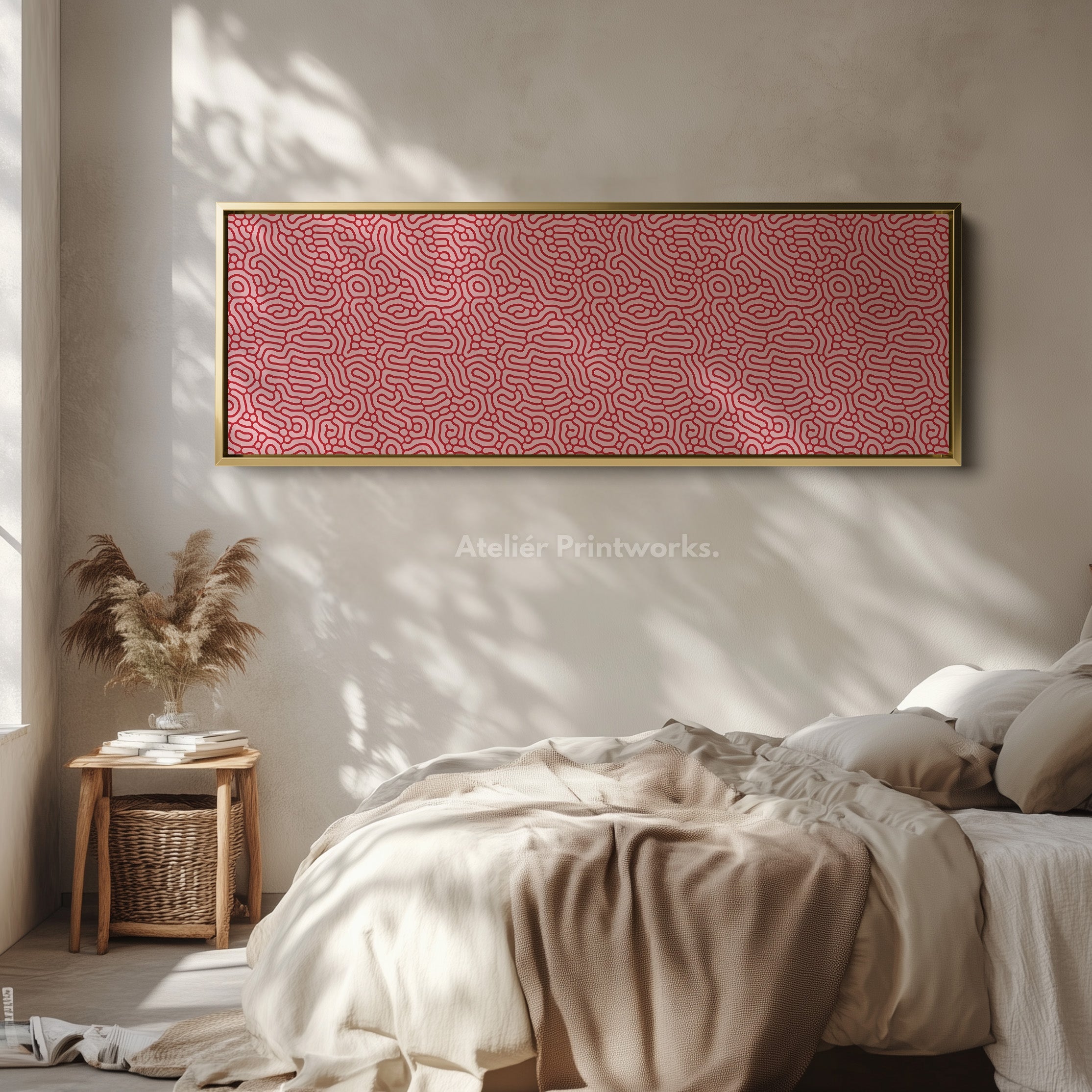 Red & Pink Organic Pattern Panoramic Long Wall Decor