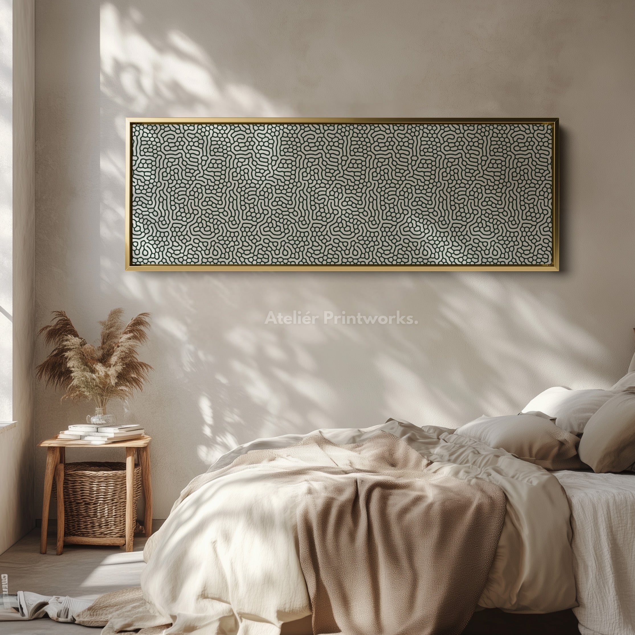 Green & White Organic Pattern Horizontal Long Wall Decor