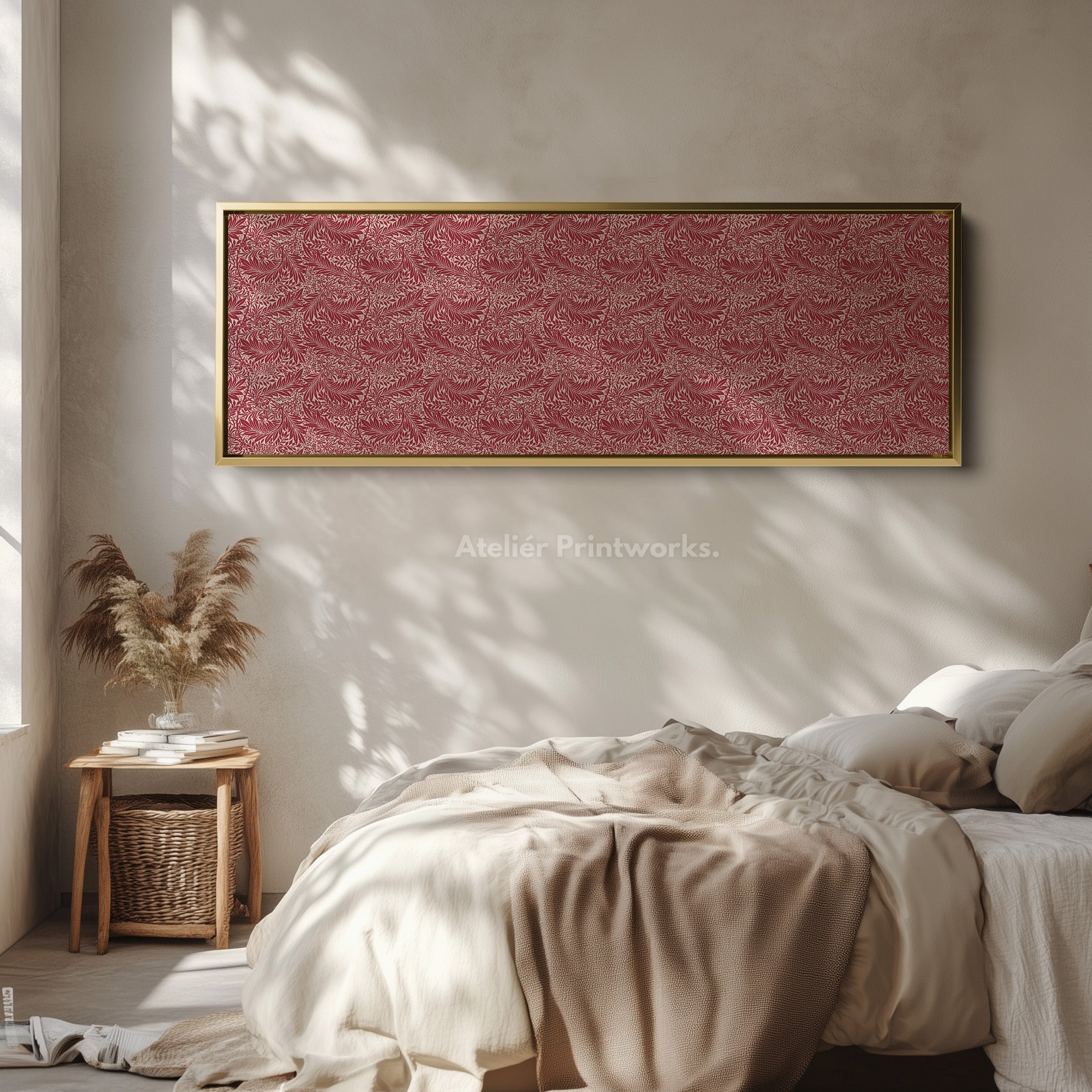 Horizontal Narrow Wall Decor William Morris Red Larkspur