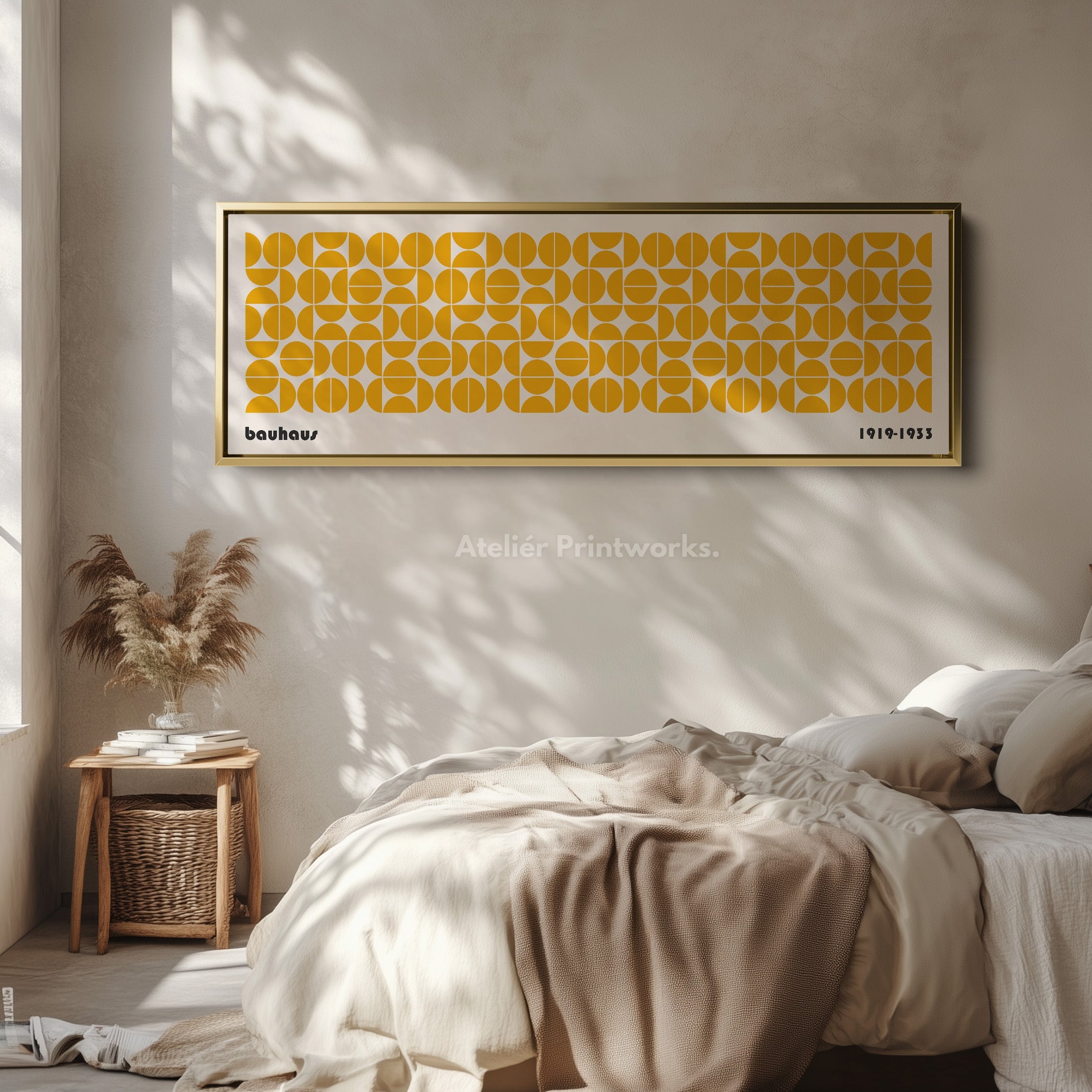 Long Narrow Above Bed Wall Art Orange Bauhaus