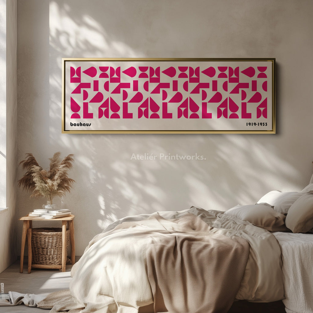 Panoramic Above Bed Wall Art Pink Bauhaus Modern