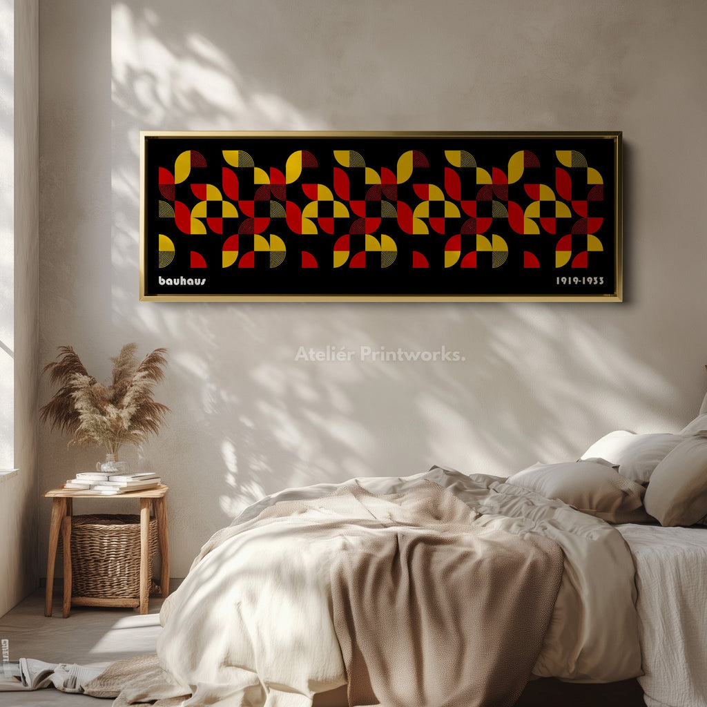 Narrow Above Bed Wall Decor Large Framed Bauhaus Modern