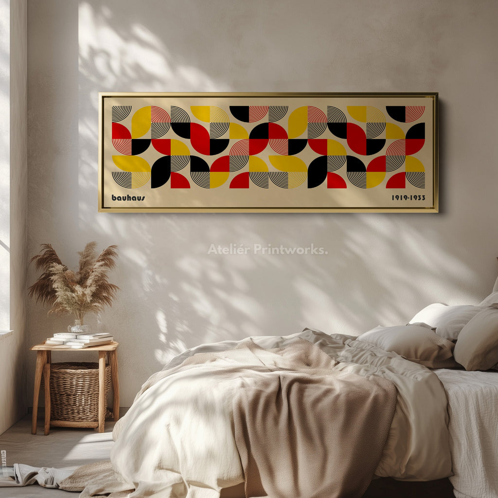 Long Horizontal Bedroom Wall Art Bauhaus Beige
