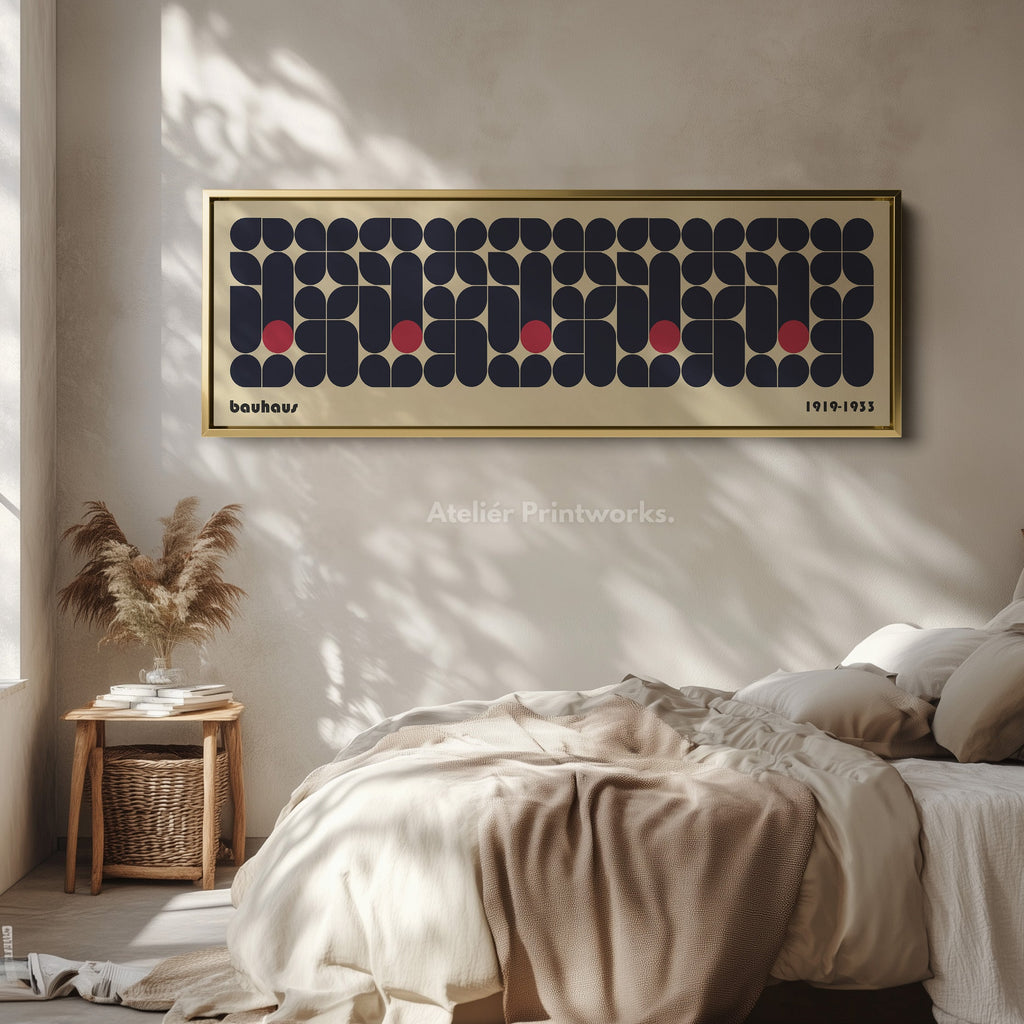 Long Framed Guest Bedroom Wall Art Modern Bauhaus