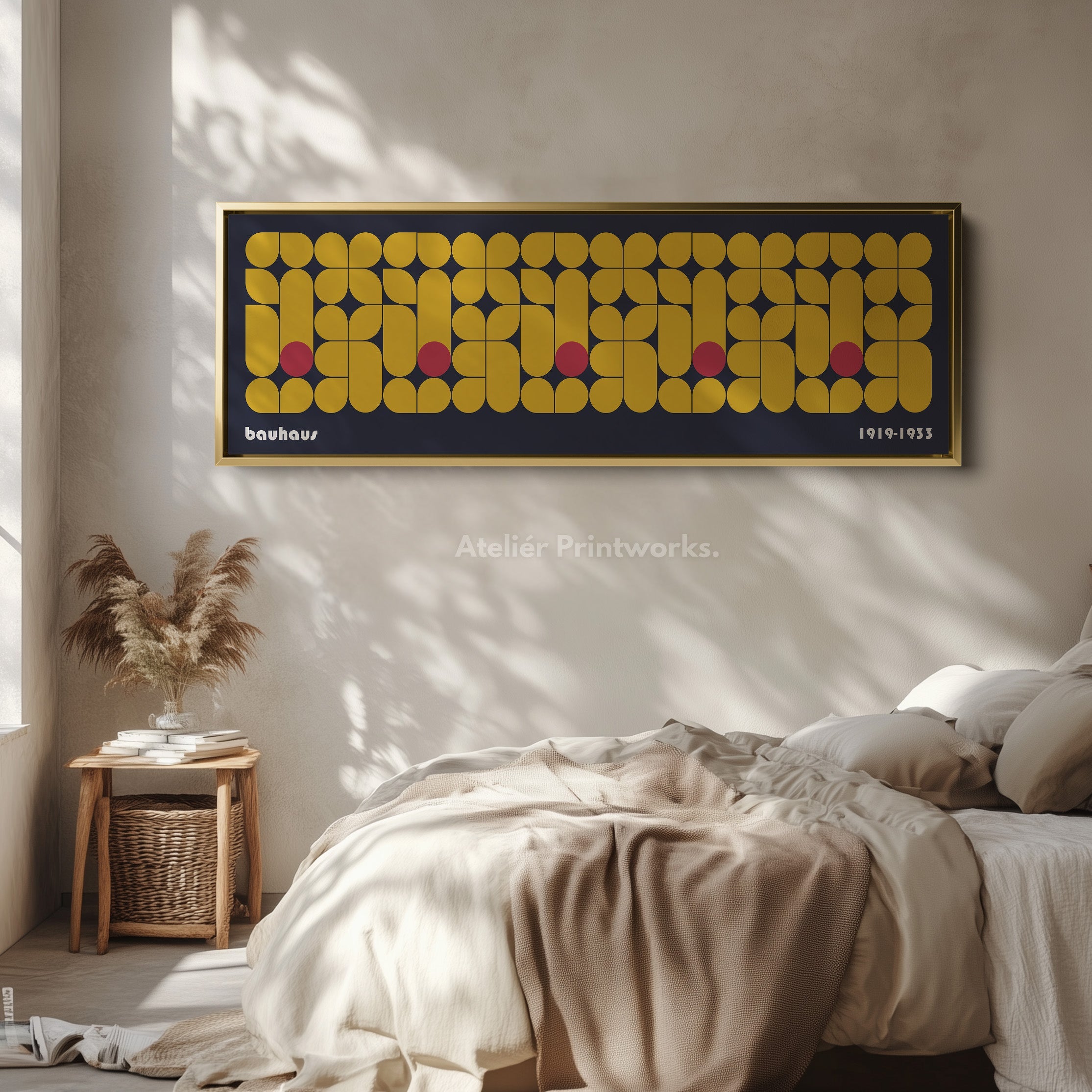 Long Framed Living Room Wall Art Modern Bauhaus