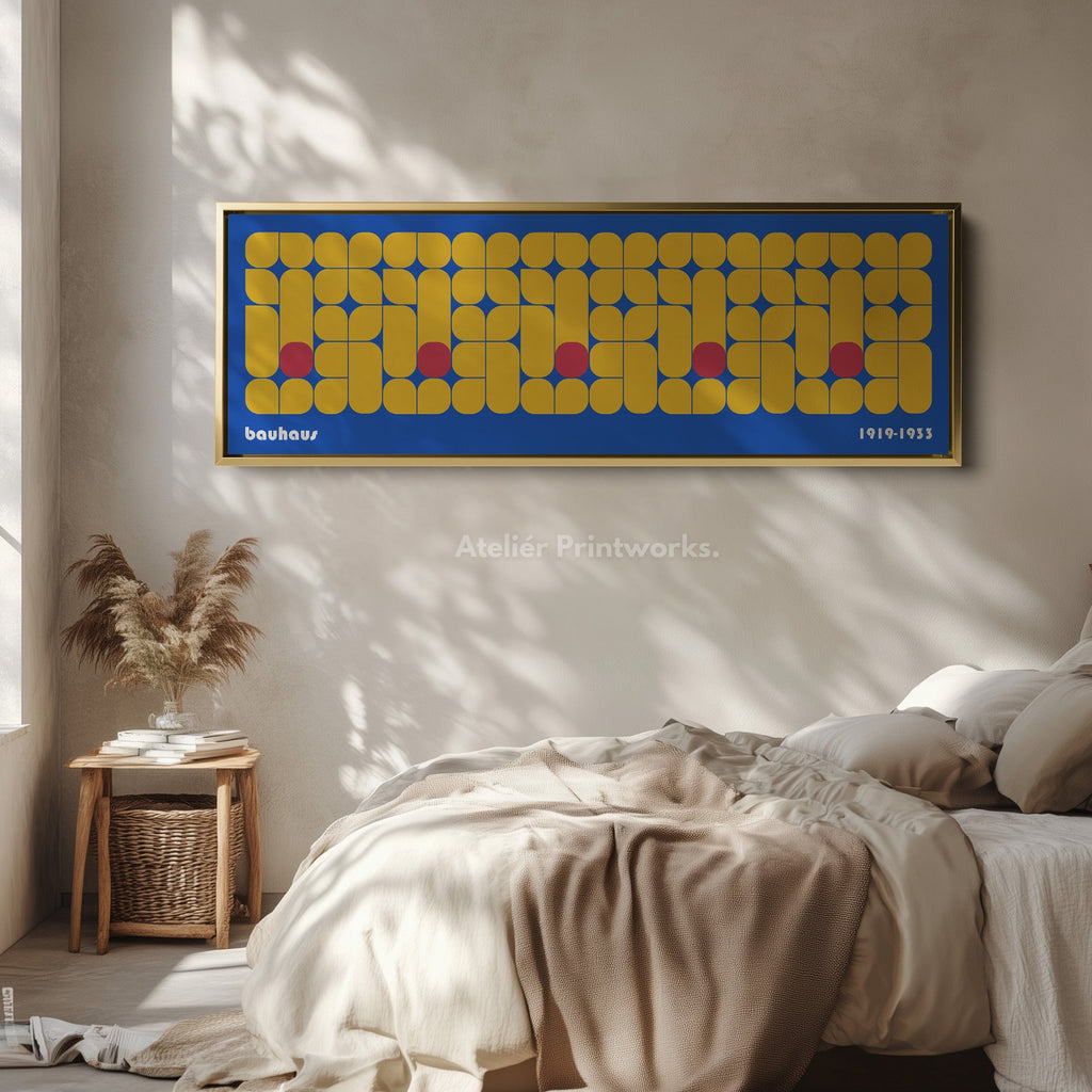 Panoramic Living Room Bauhaus Blue Wall Decor