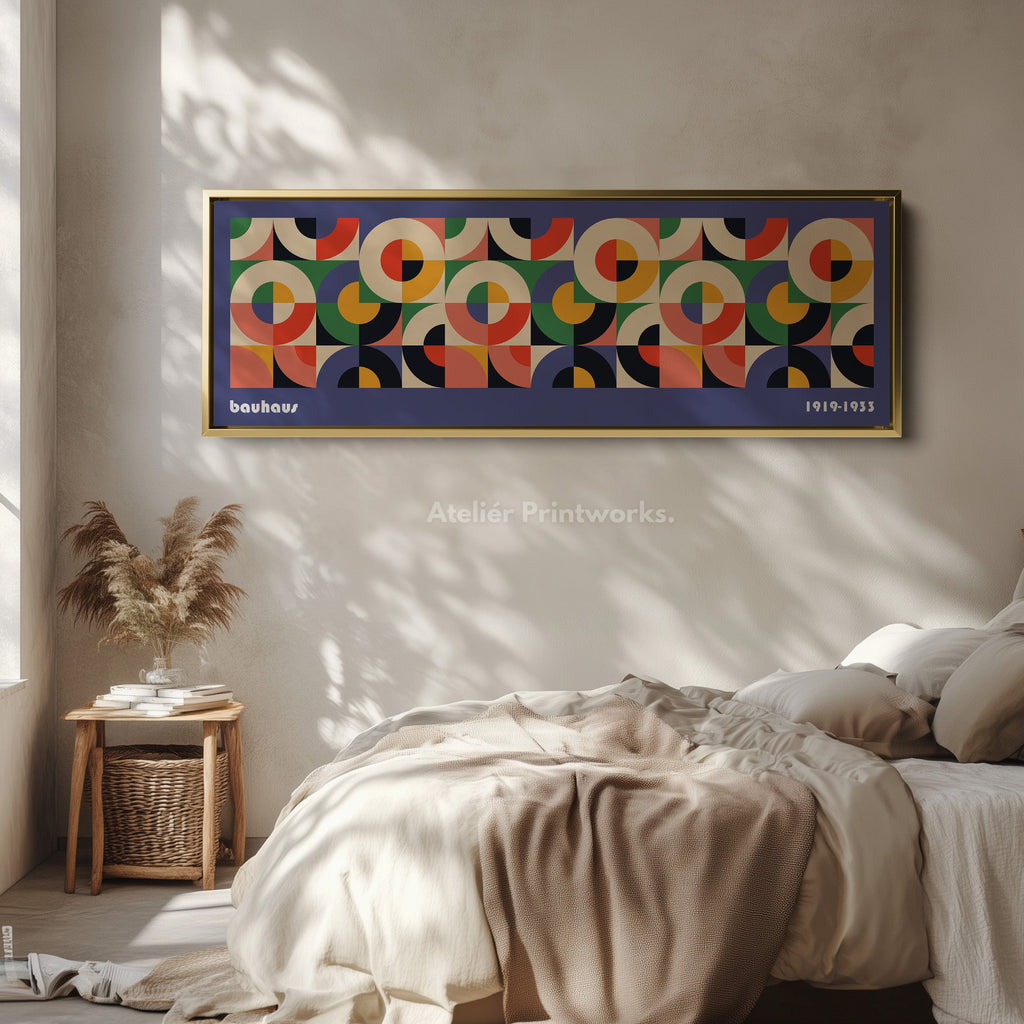 Horizontal Wall Art Violet Blue Bauhaus Large Framed Canvas
