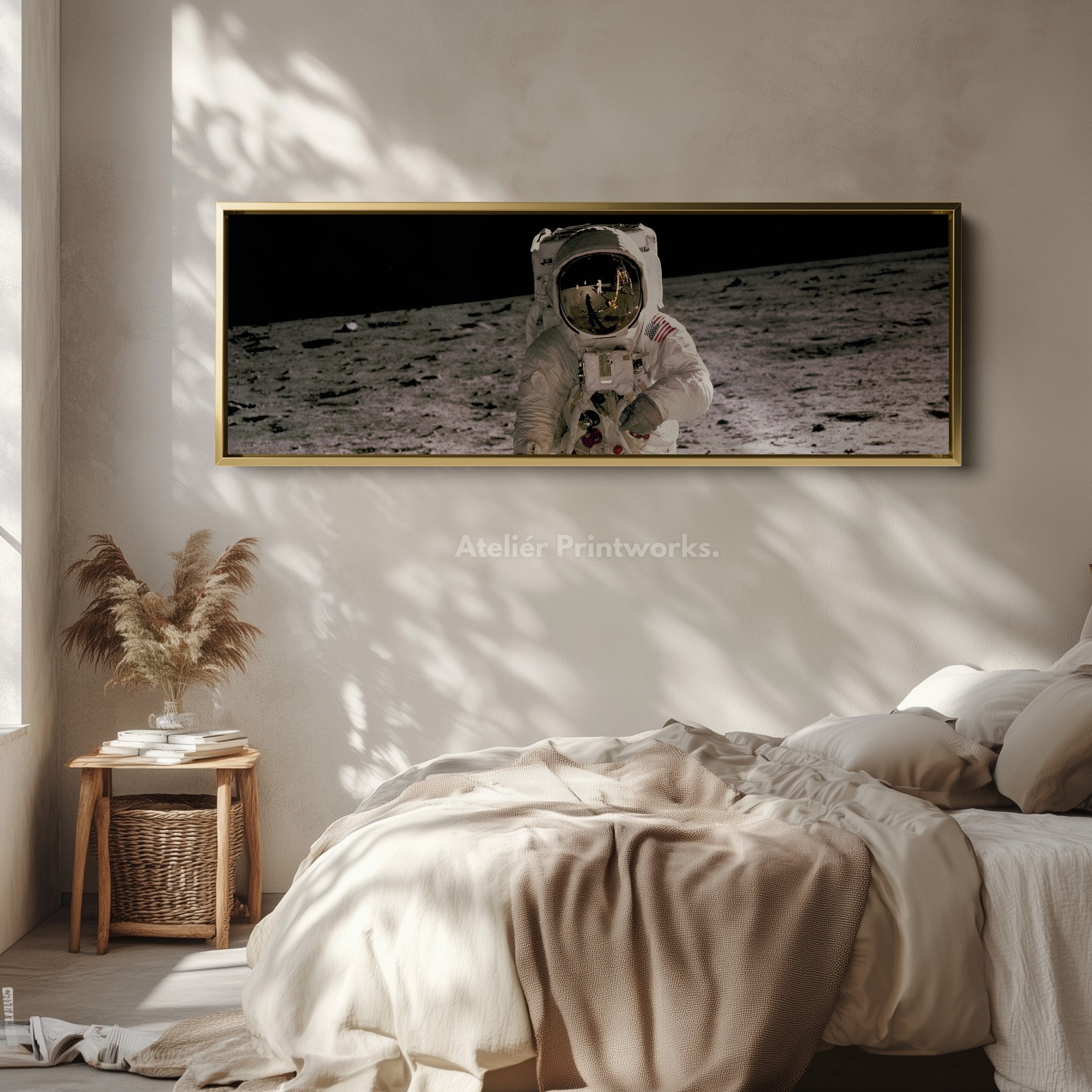 Long Horizontal Wall Art Astronaut Moon Walk NASA