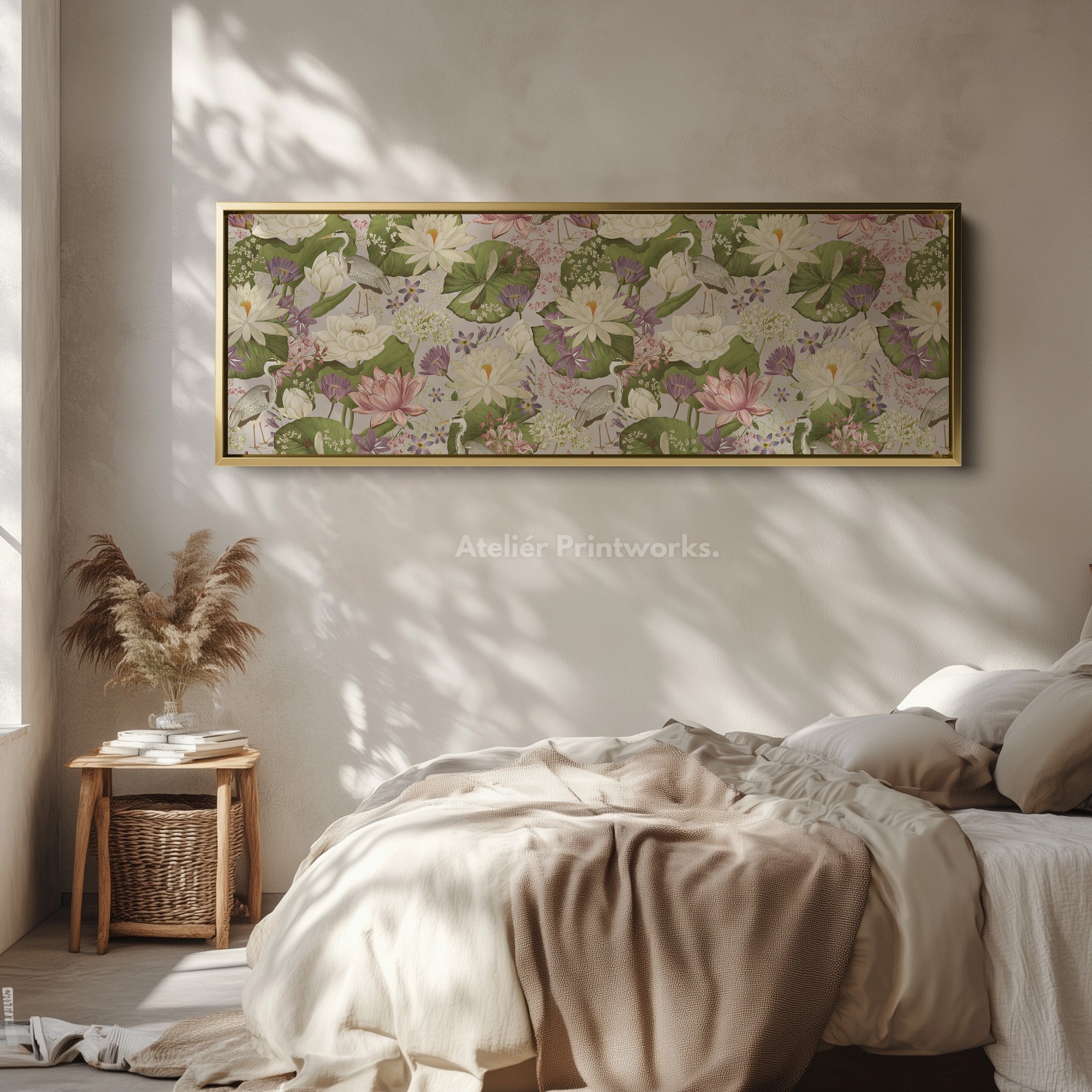 Horizontal Watercolour Iris Flower Botanical Canvas Wall Art