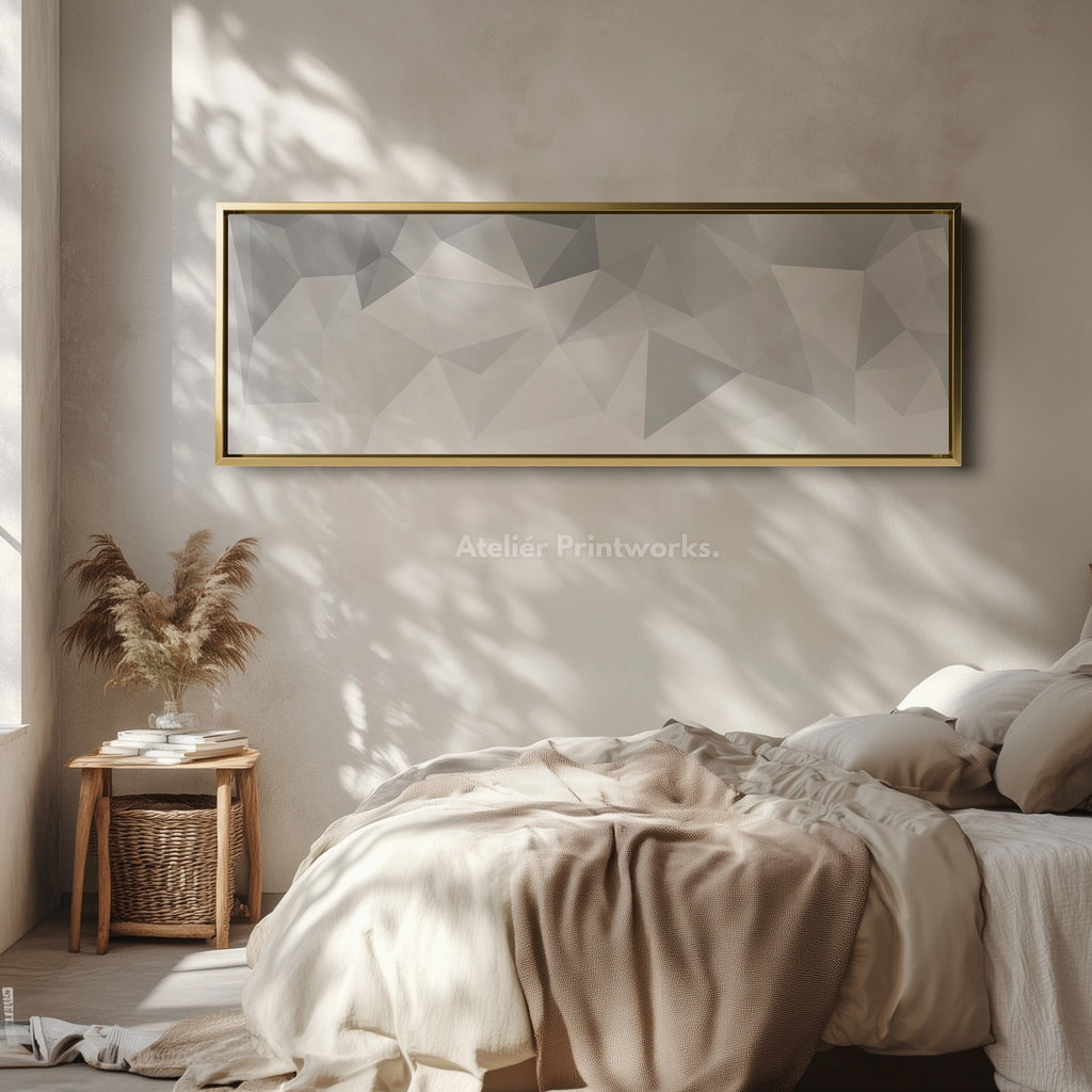 Wide Panoramic Wall Art Grey White Minimalist Long Canvas