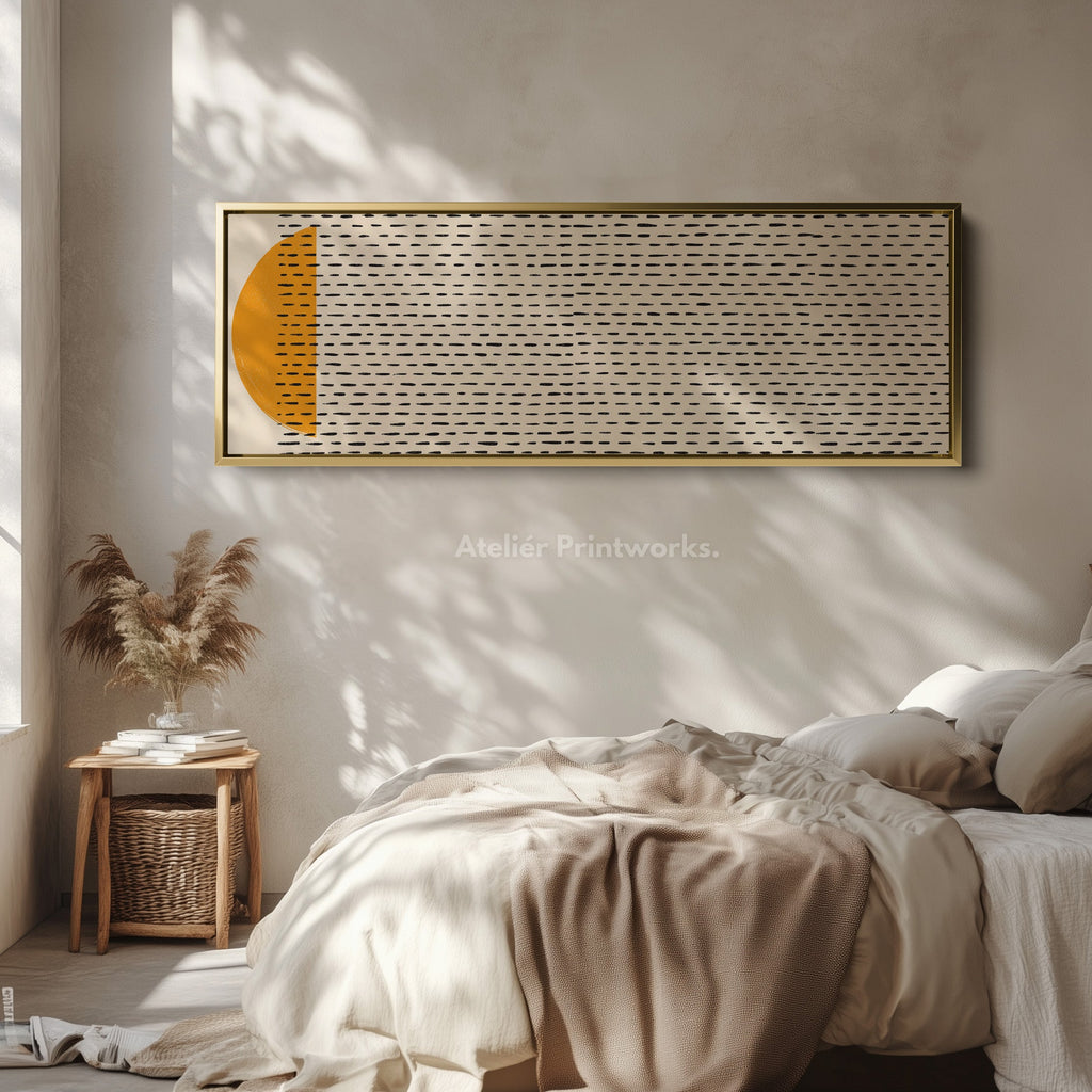 Long Canvas Beige Black Orange Minimalist Skinny Wall Art