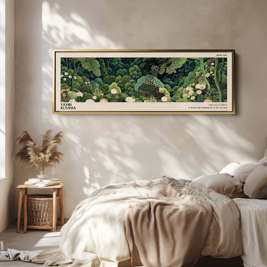 Yayoi Kusama Horizontal Wall Art Dotted Forest Garden Long Canvas For Living Room