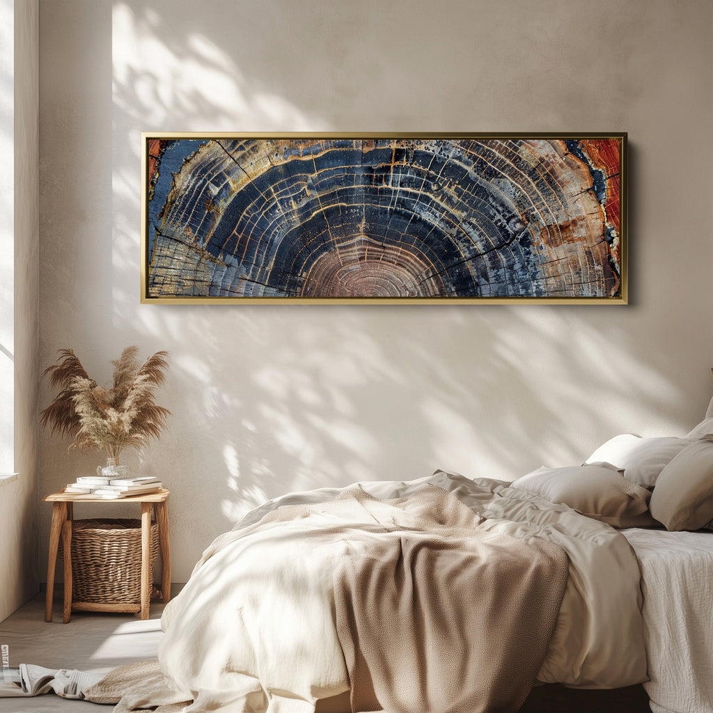 Wide Wall Art Tree Ring Cross Section Long Canvas For Office