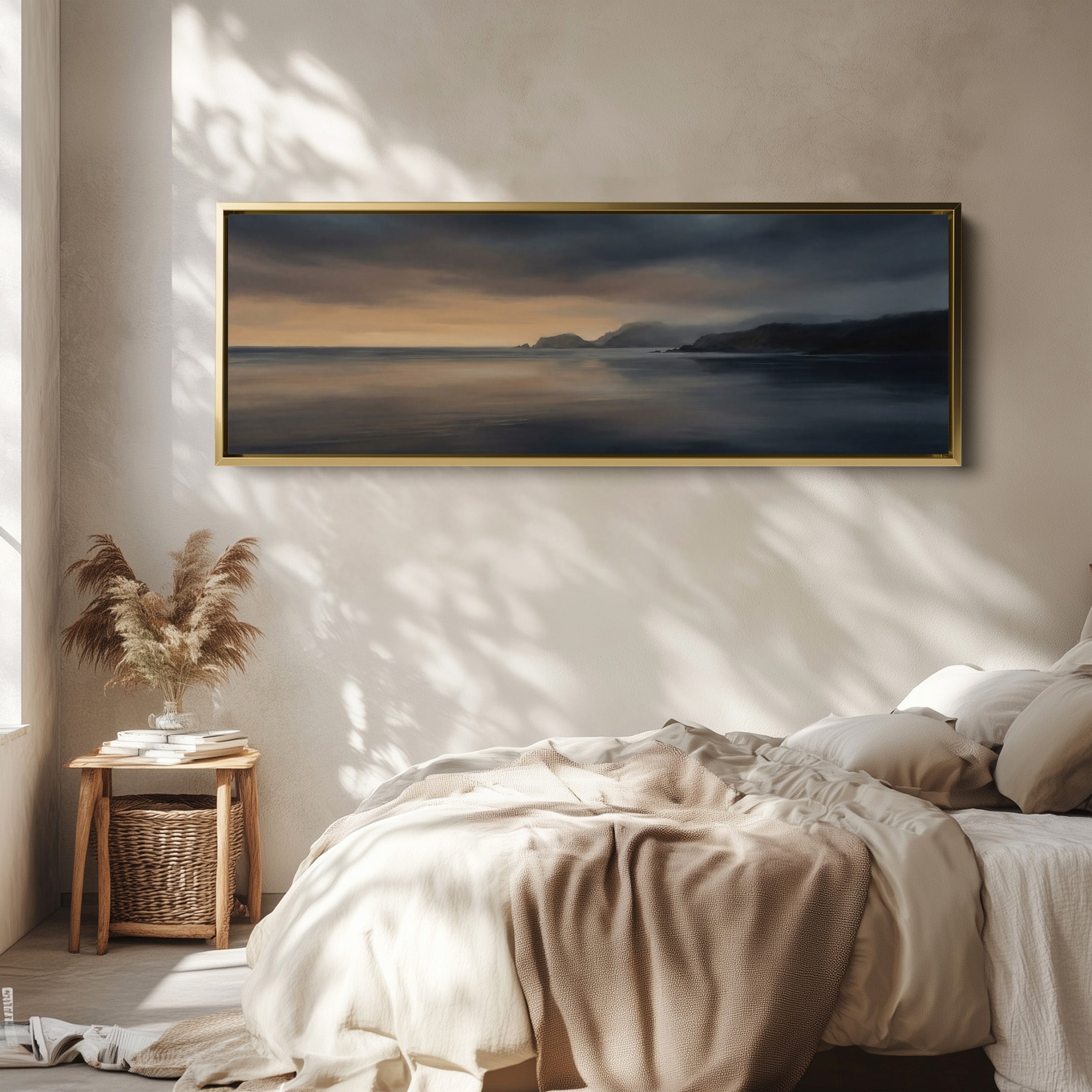 Coastal Mountains At Sunset Long Wall Art Panoramic Canvas Living Room