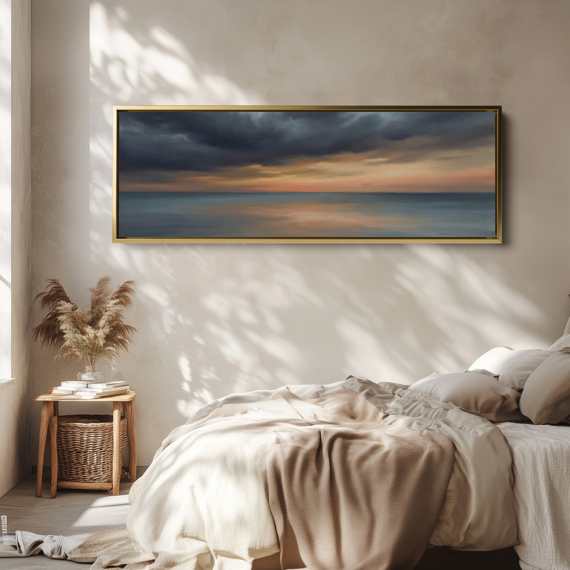 Evening Sea And Clouds Bedroom Wall Art Horizontal Print Living Room