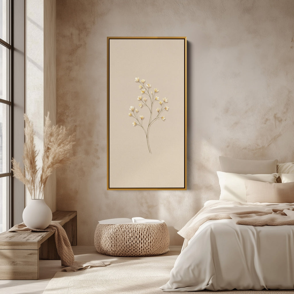 Large Vertical Wall Art Single Flowering Stem Tall Canvas For Bedroom