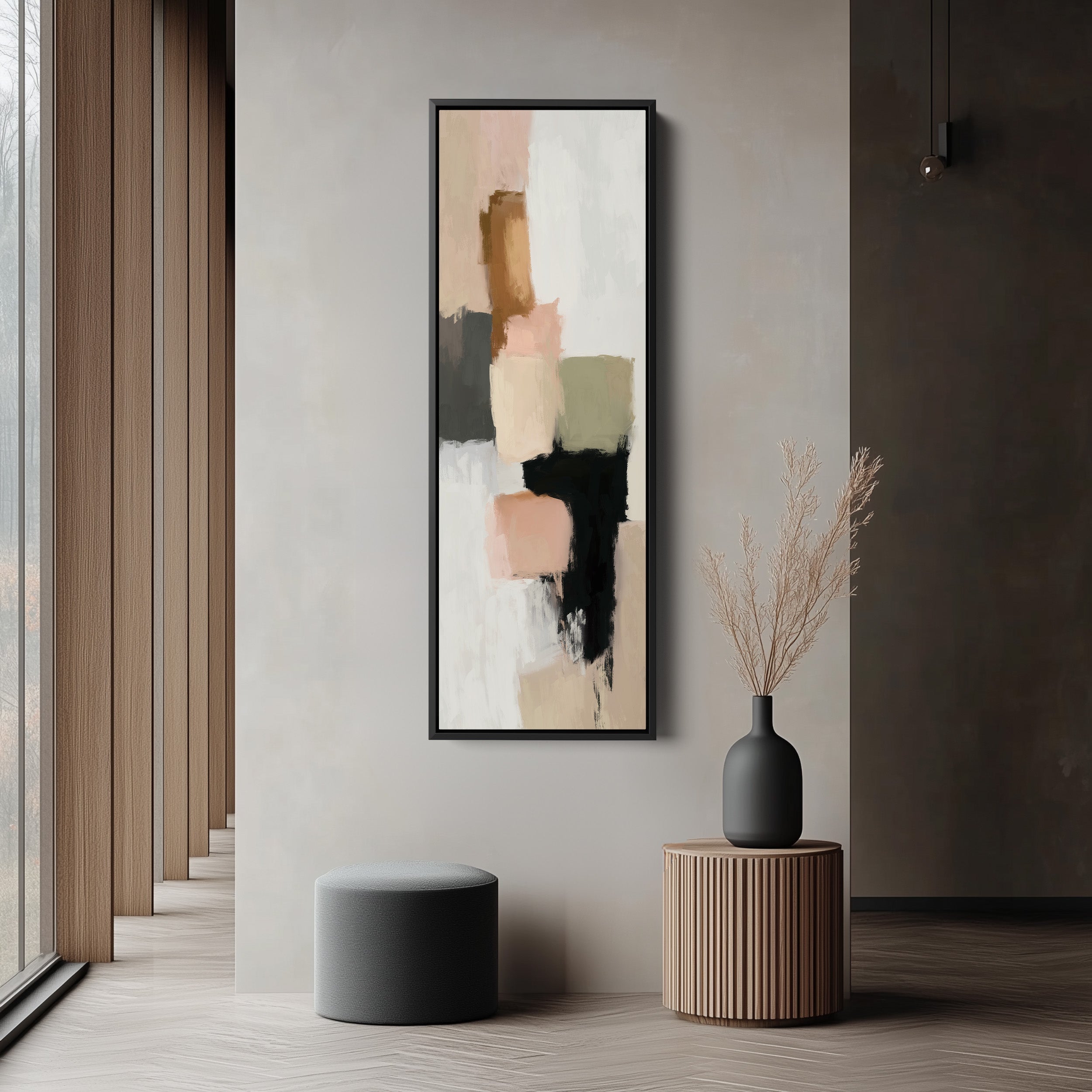 Minimalist Neutral Beige Abstract Vertical Wall Decor