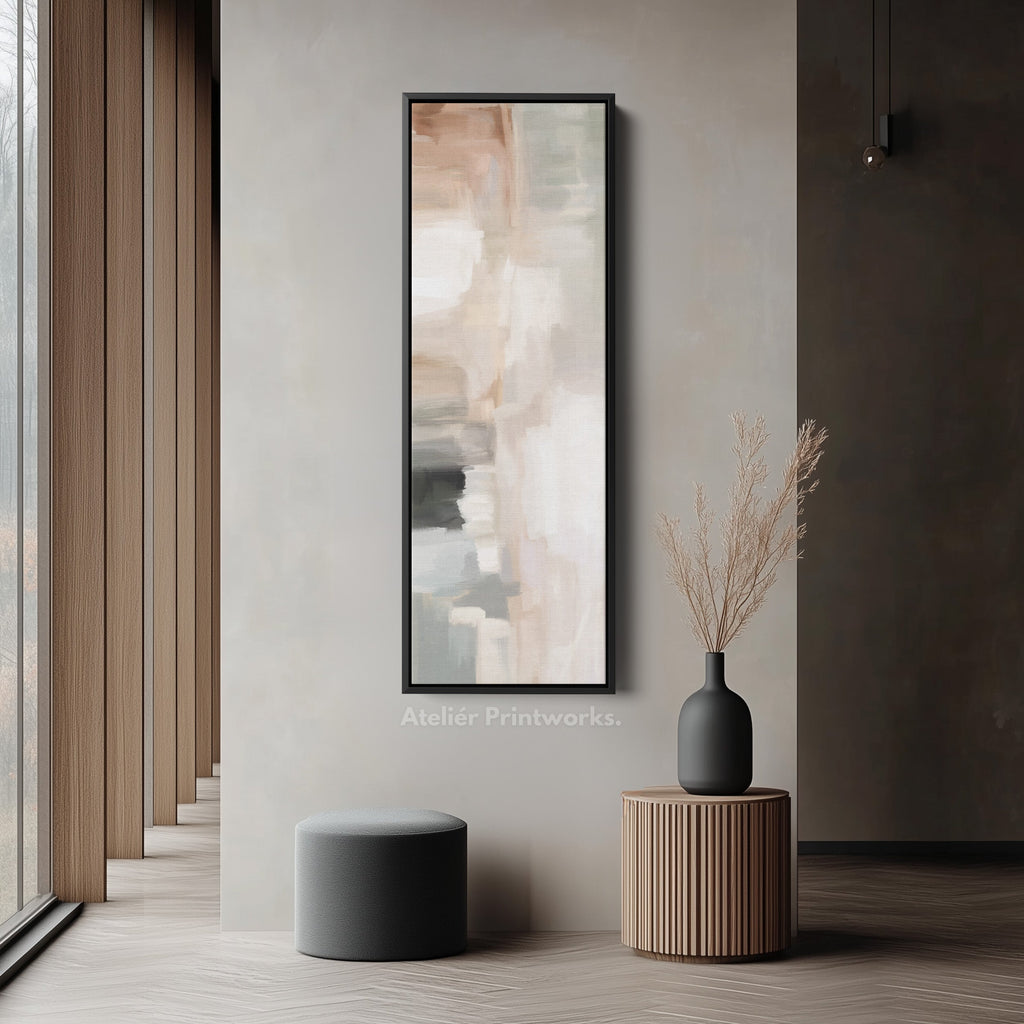 Long Narrow Neutral Abstract Vertical Wall Decor