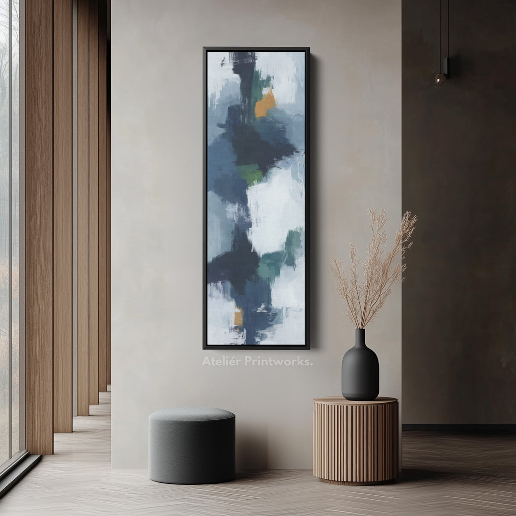 Vertical Wall Art Navy Green Long Vertical Canvas For Hallway