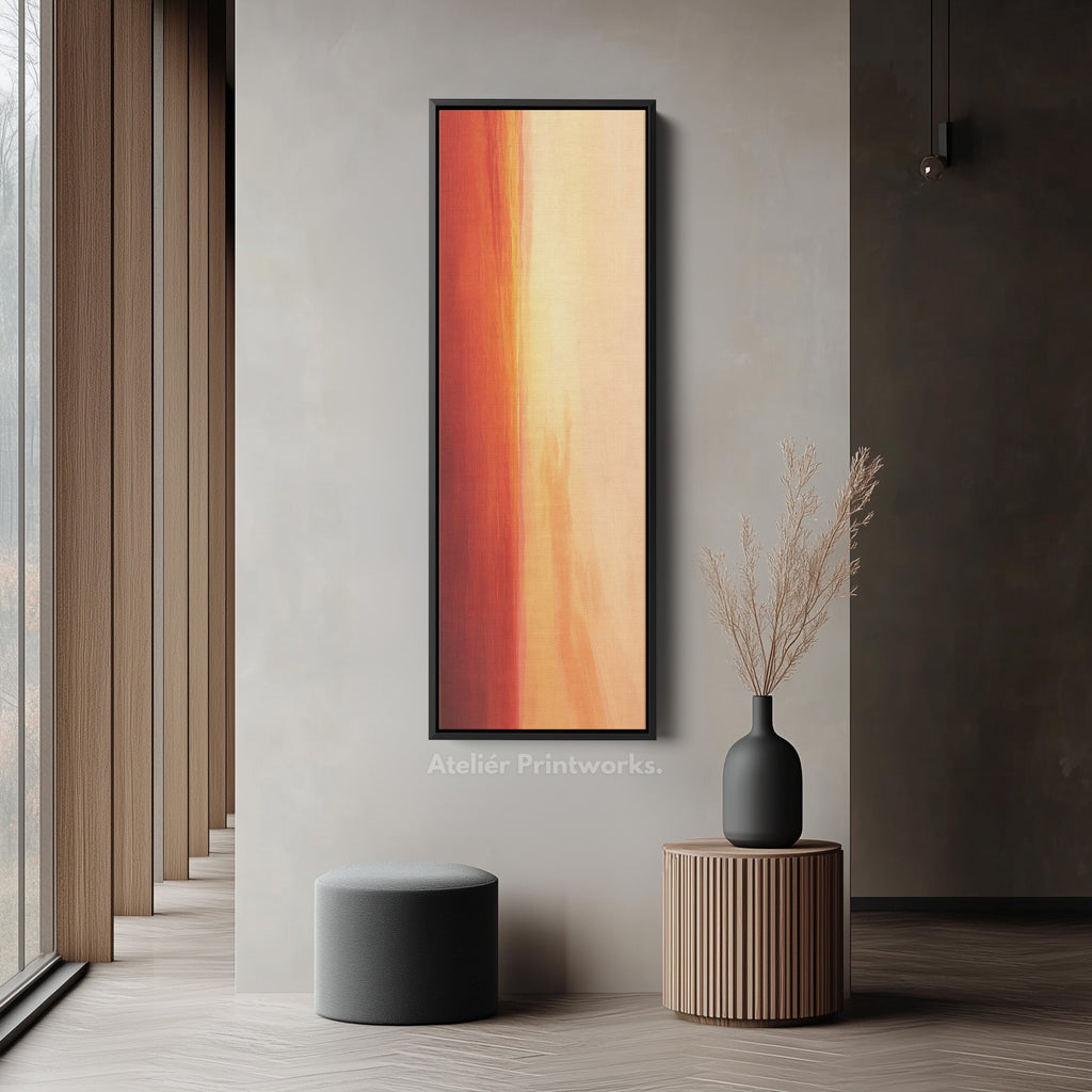 Red & Orange Abstract Skinny Tall Vertical Large Canvas Wall Art