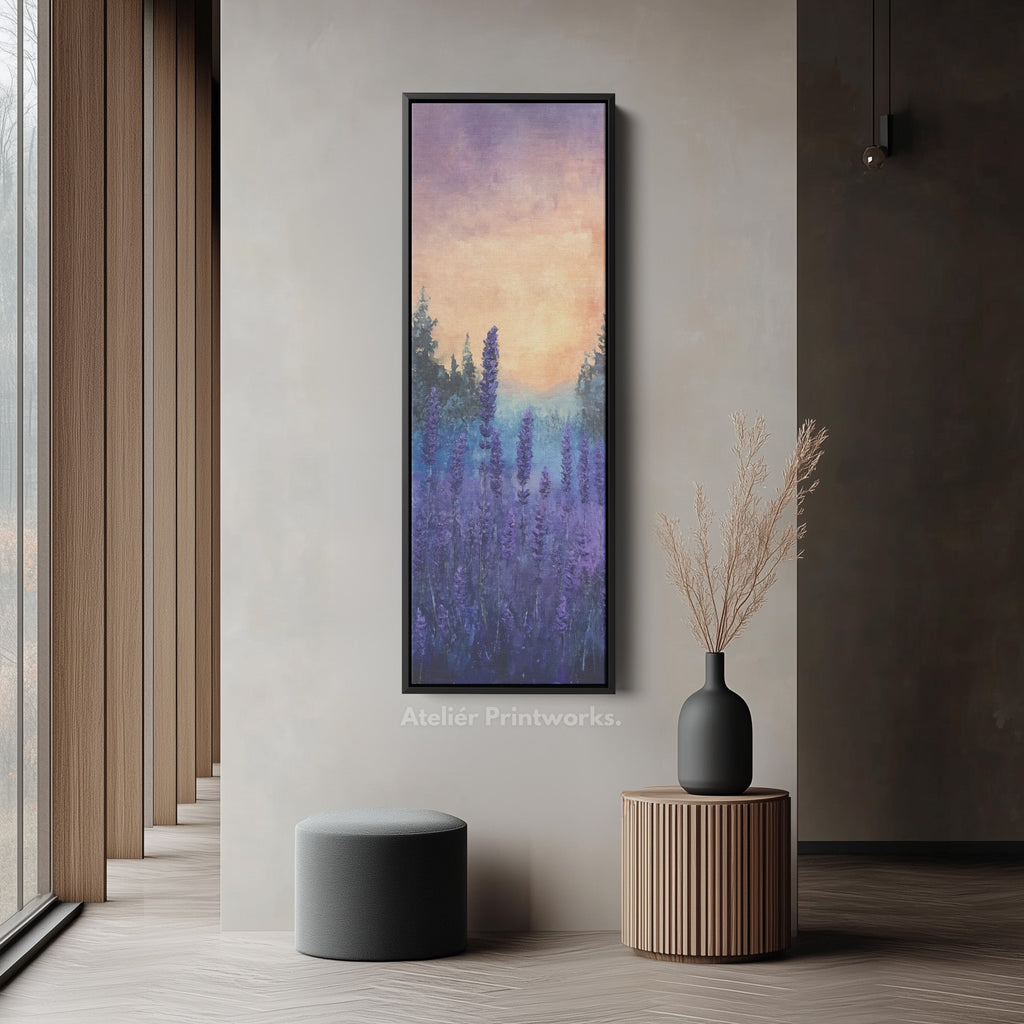 Large Frame Wall Decor - Lavender Long Narrow Vertical Wall Art