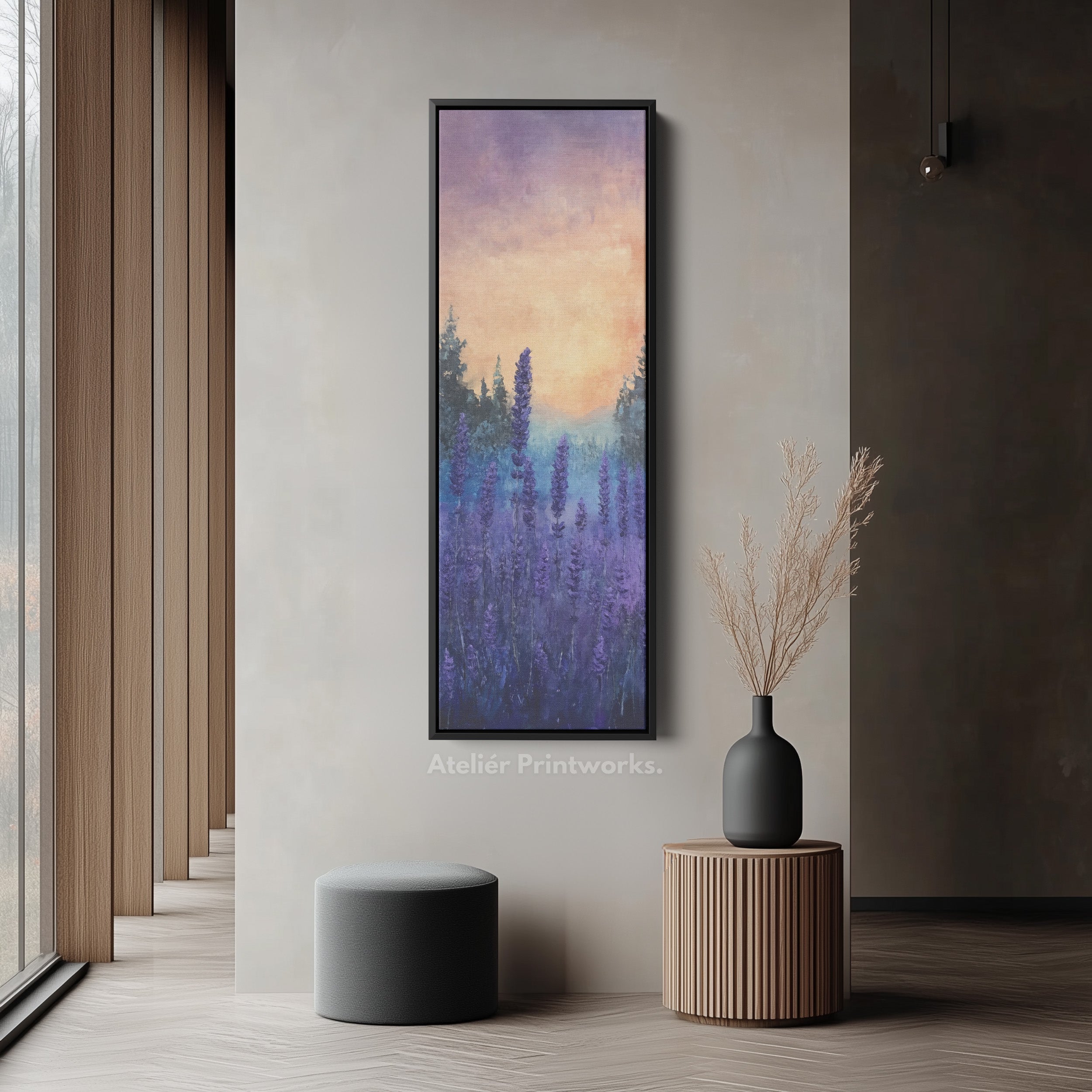 Large Frame Wall Decor - Lavender Long Narrow Vertical Wall Art