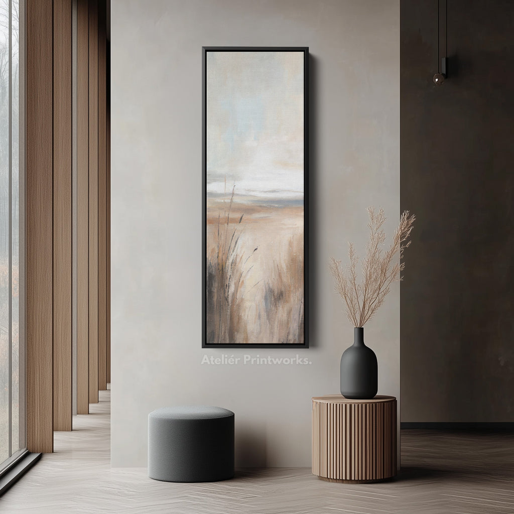 Beige Abstract Large Canvas Wall Decor - Vertical Long Narrow Wall Art