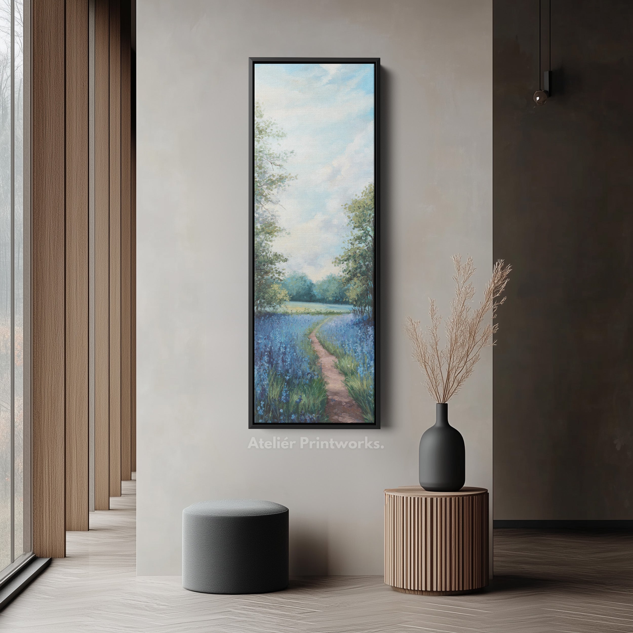 Bluebell Large Painting Vertical Long Wall Art Large Canvas Decor