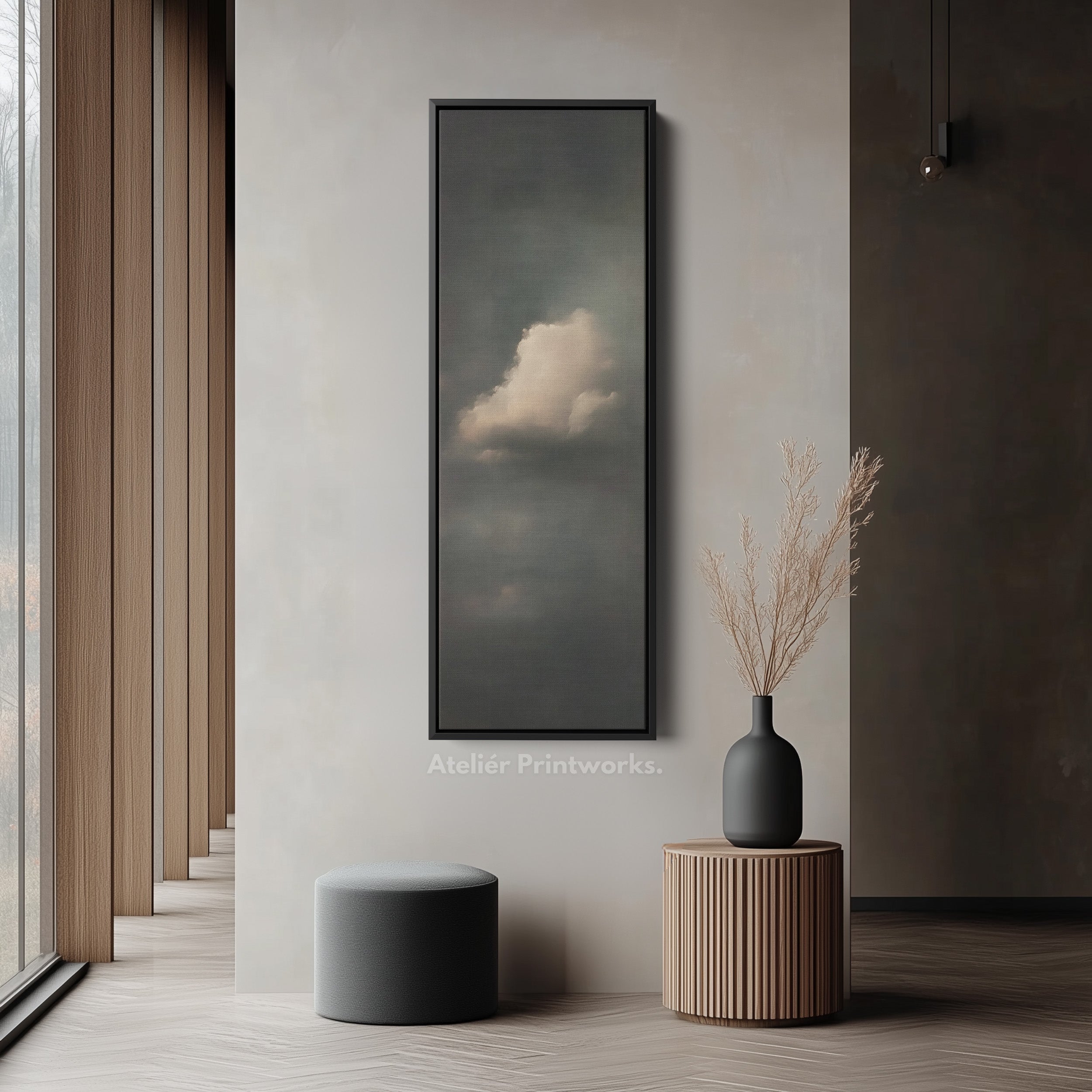 Dramatic Cloud Large Canvas Framed Wall Art Long Vertical Wall Decor