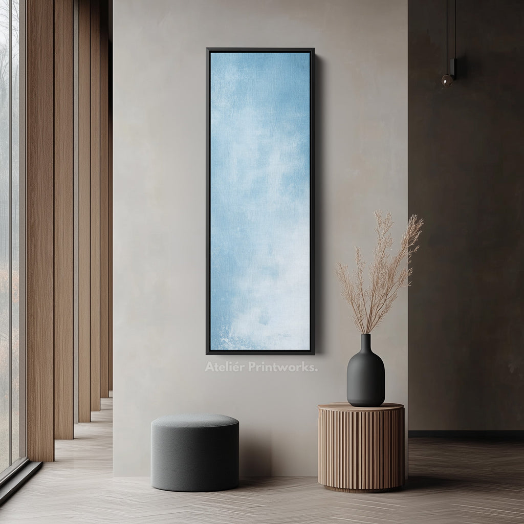 Light Blue Abstract Bedroom Decor Vertical Wall Art - Tall Long Narrow Vertical