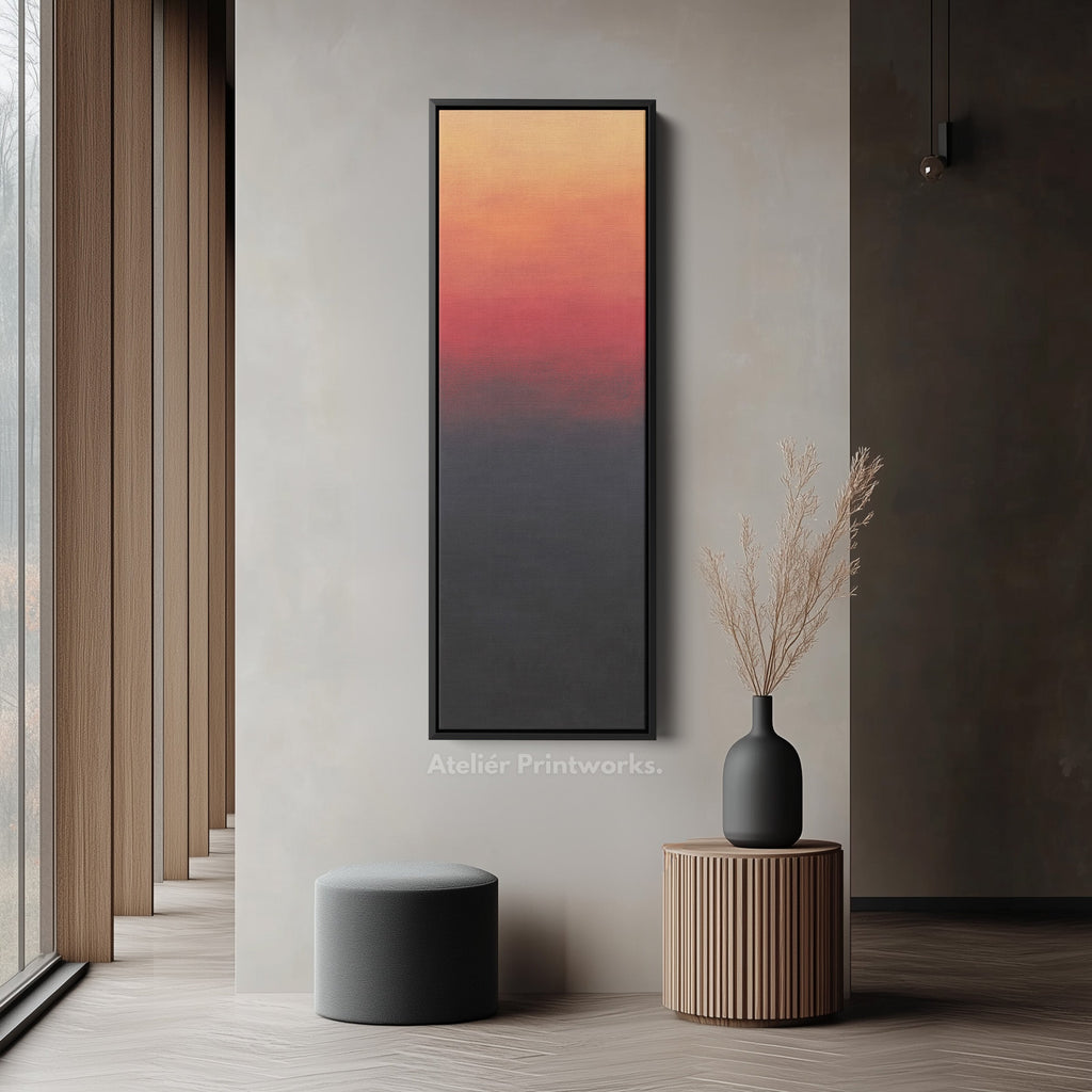 Abstract Red & Black Living Room Decor Vertical Wall Art - Tall Long Narrow Vertical