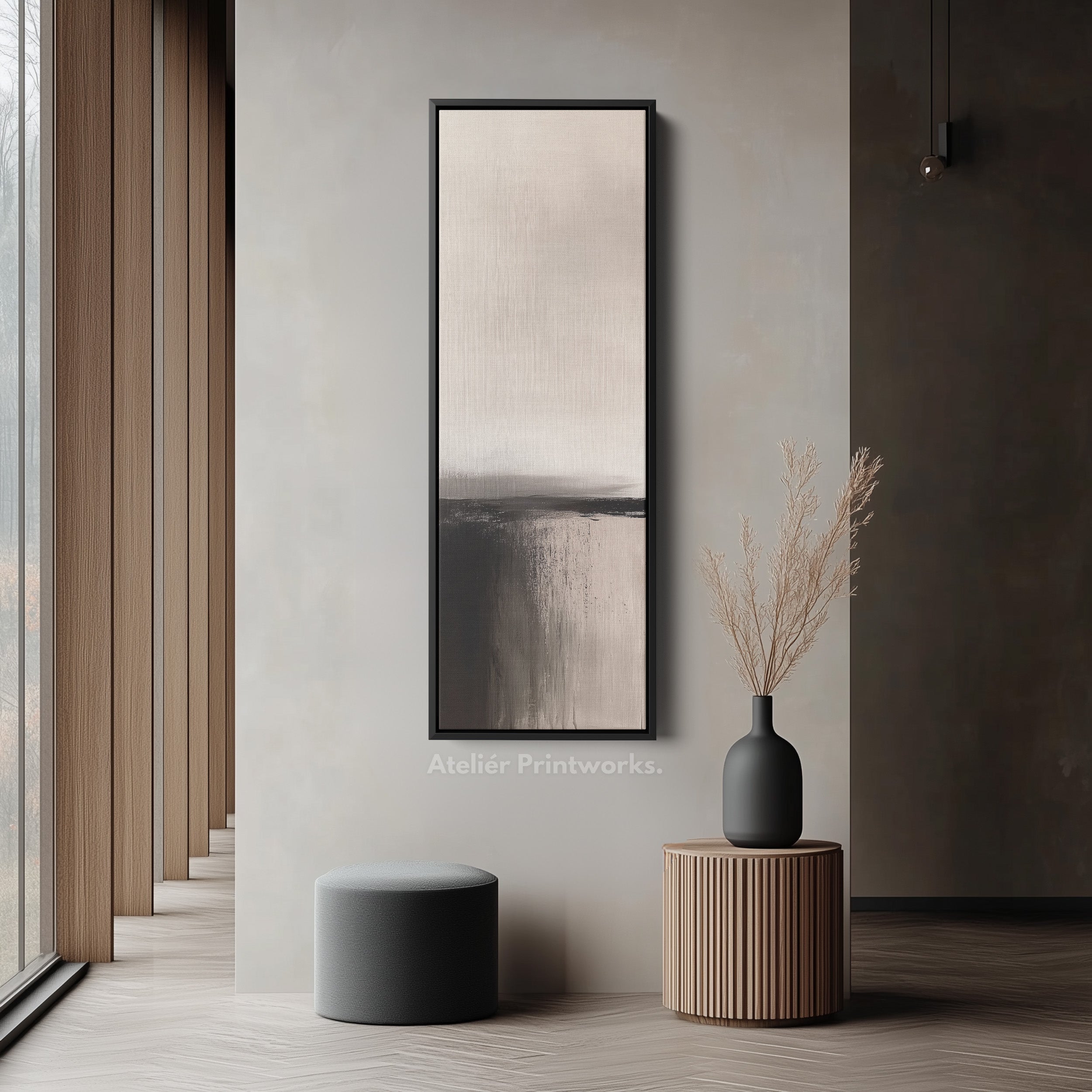 Long Narrow Vertical Wall Art Minimalist Abstract Gray