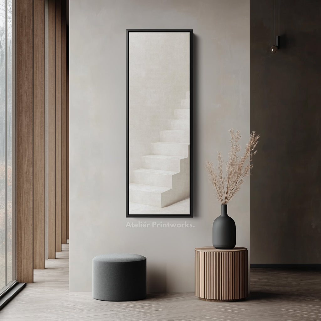 Minimalist Steps Long Tall Vertical Framed Canvas Wall Art
