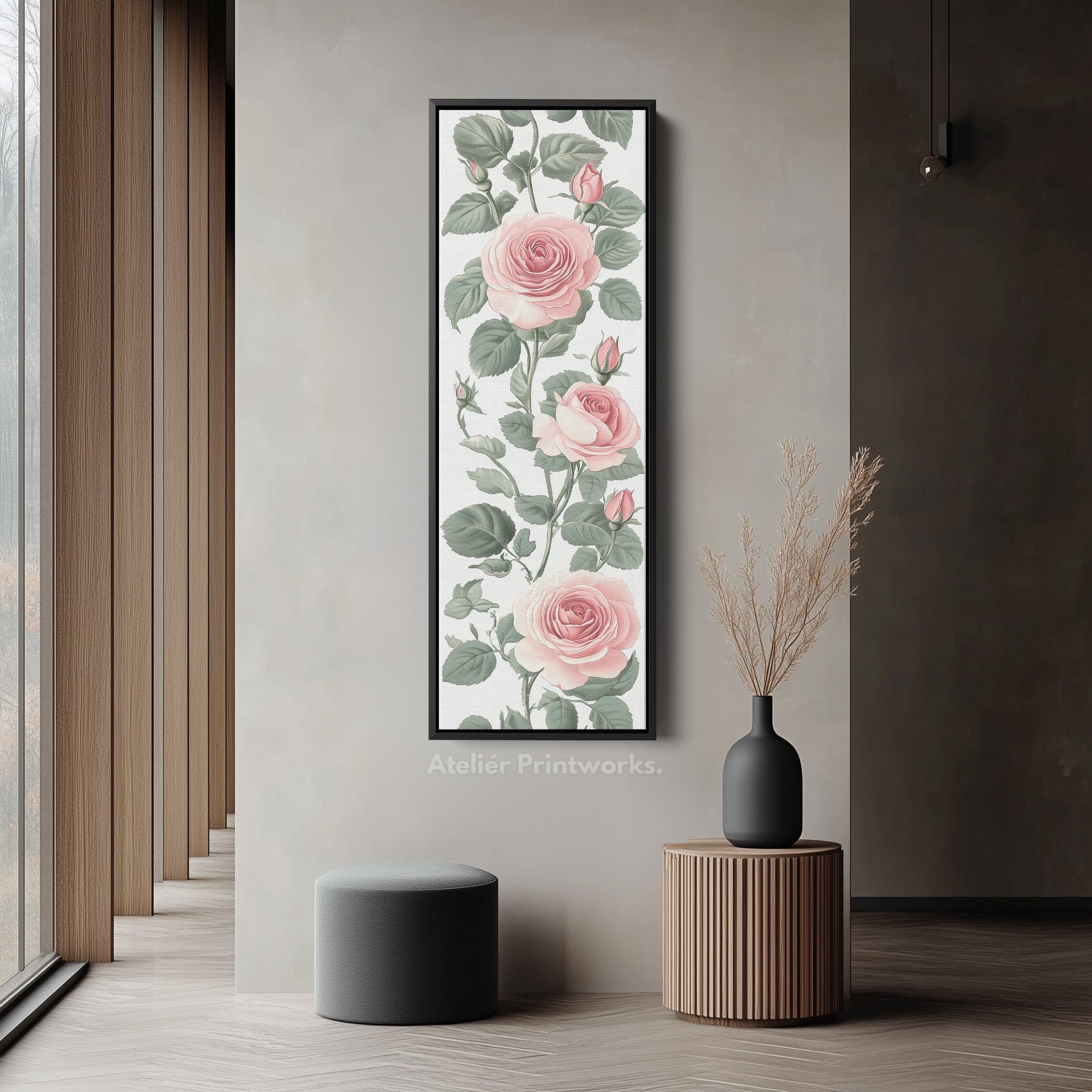 Vintage Pink Floral Tall Skinny Wall Art