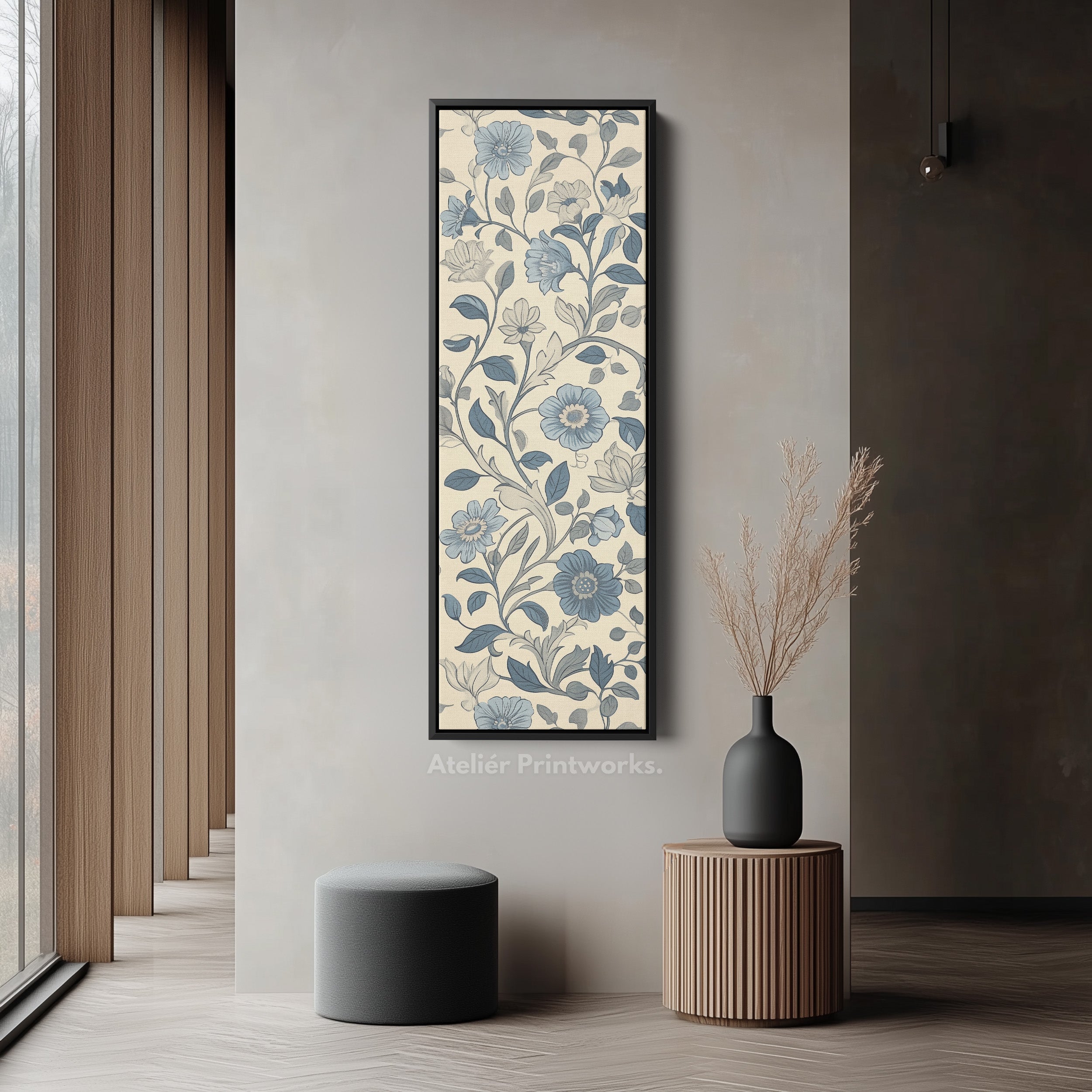 Vintage Blue & Cream Vertical Wall Decor