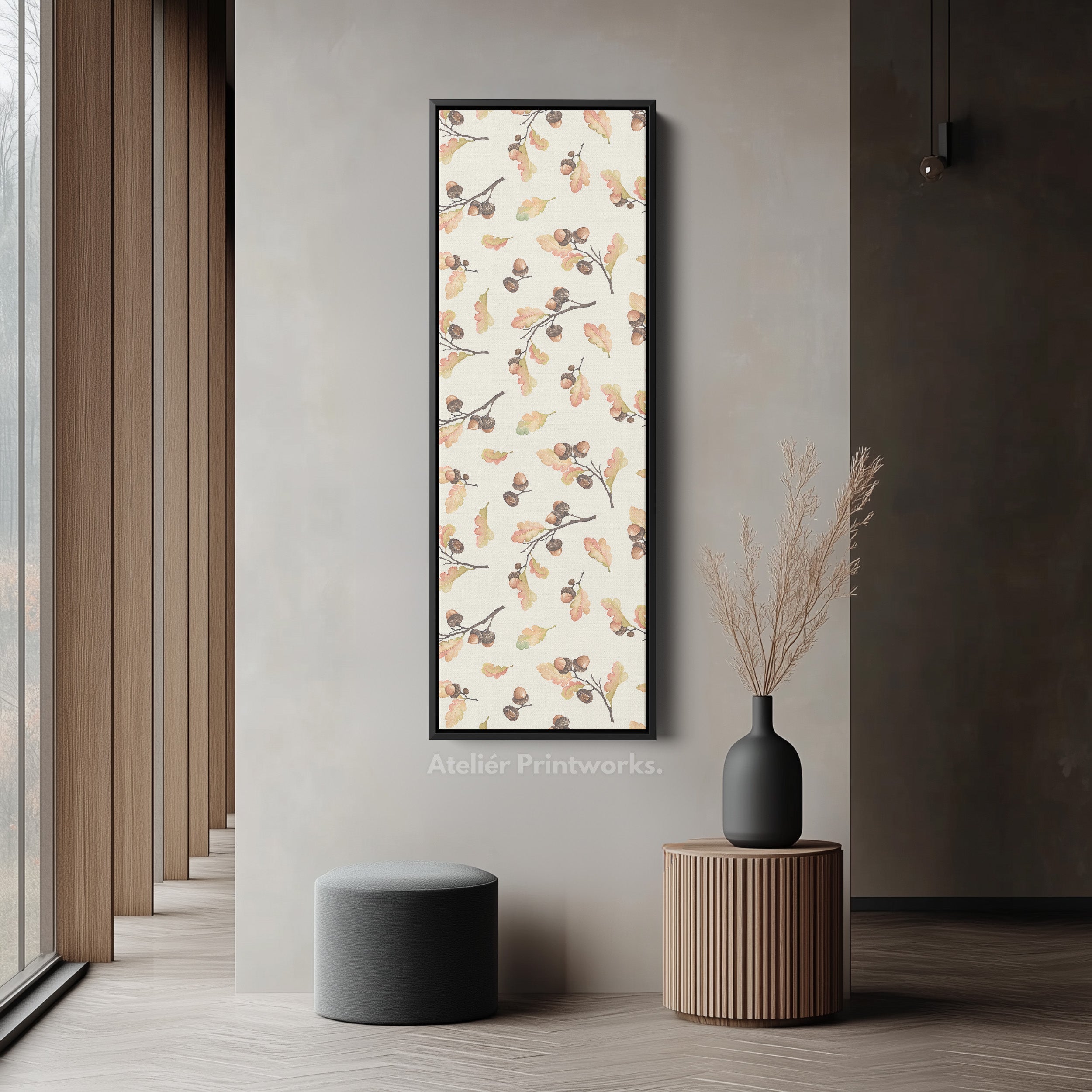 Acorn Illustration Long Vertical Framed Wall Decor