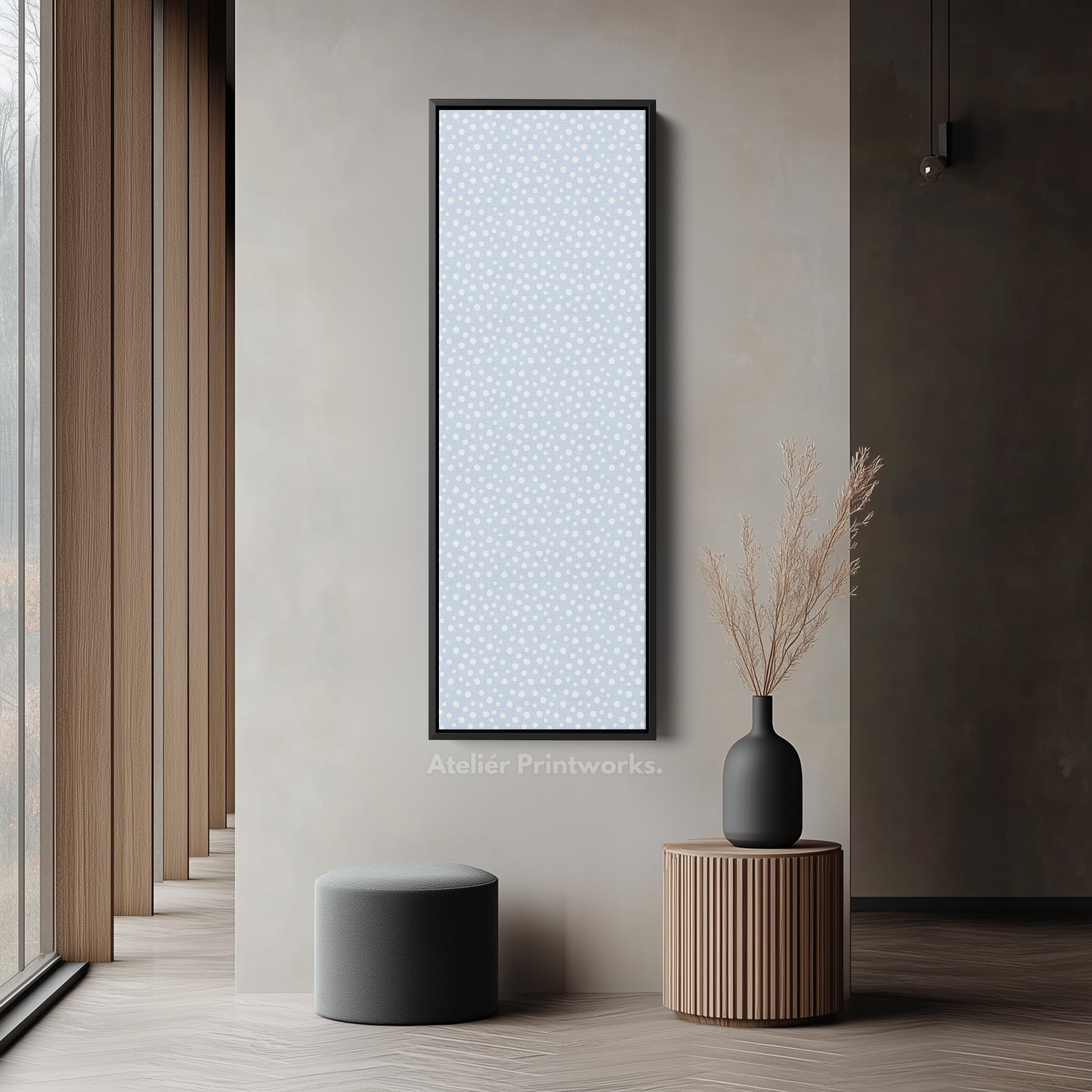 Vertical Long Wall Art Blue Polka Dot Wall Art