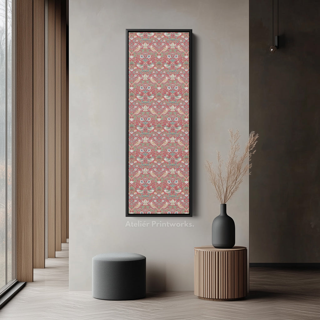 William Morris Strawberry Thief Red Vertical Long Wall Art