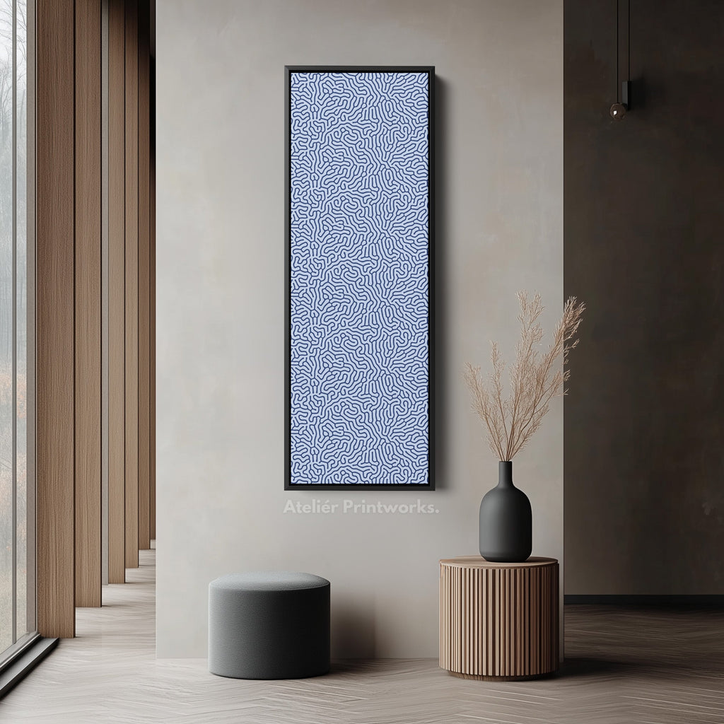 Dark & Light Blue Wriggly Vertical Narrow Wall Art