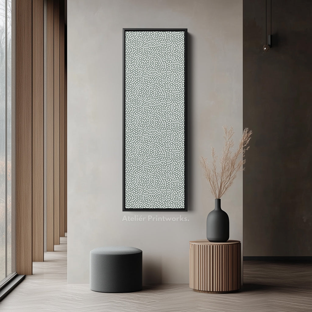 Green & White Wriggly Vertical Narrow Wall Art